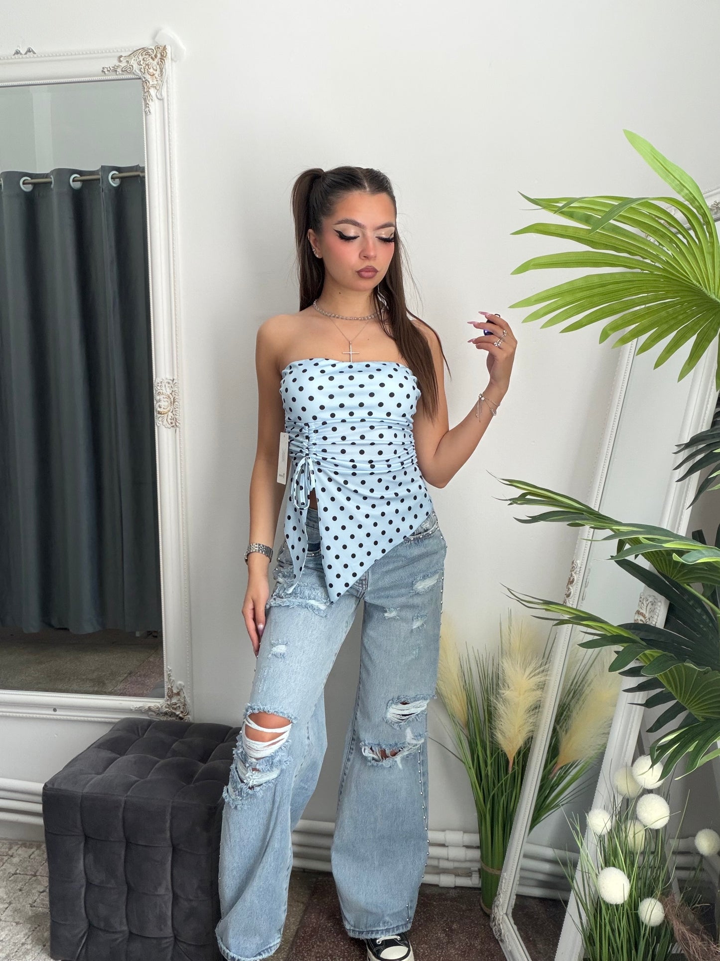 Top cu buline bleu MARIA