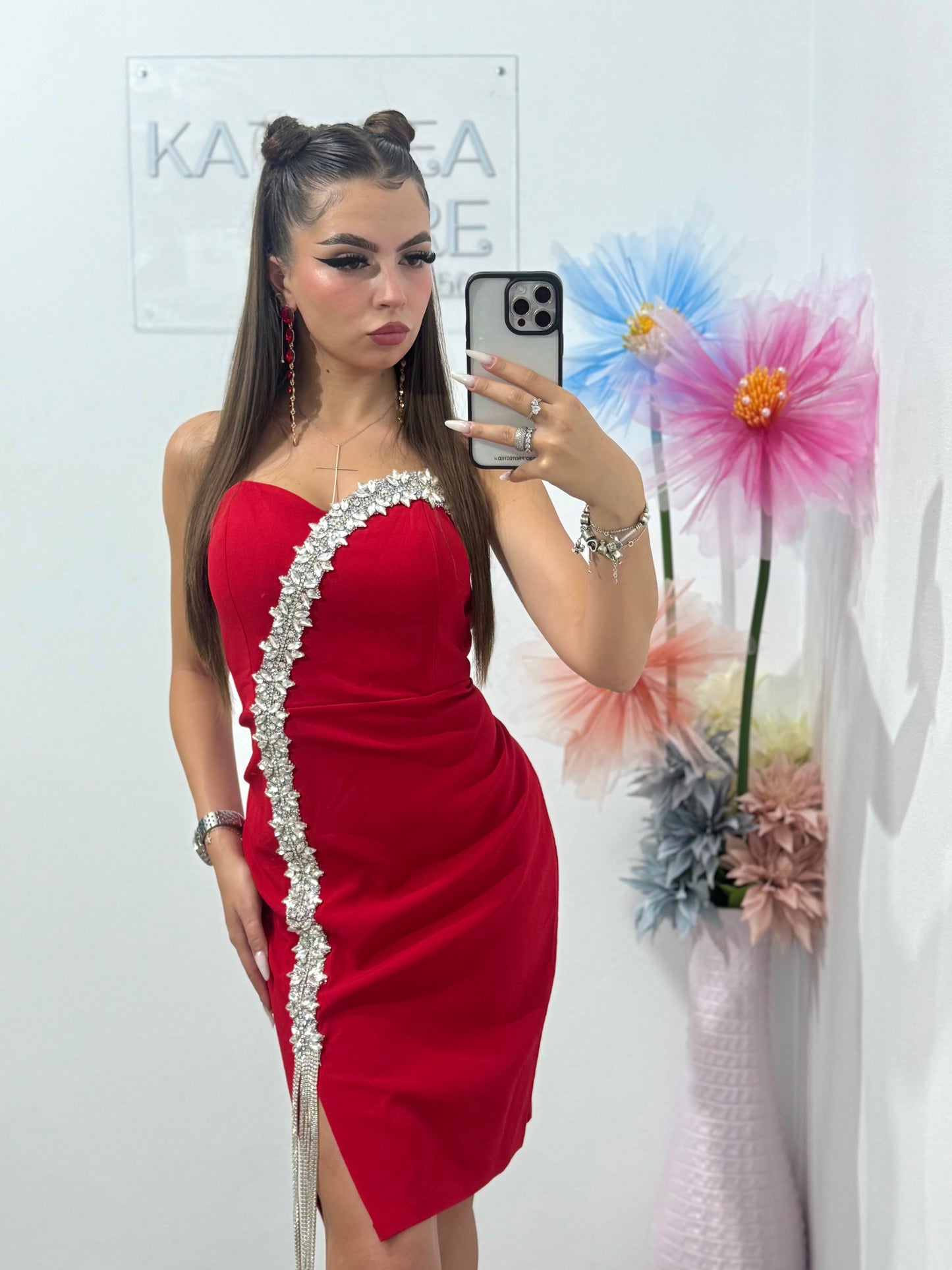 Rochie elegantă roșie Adelinne