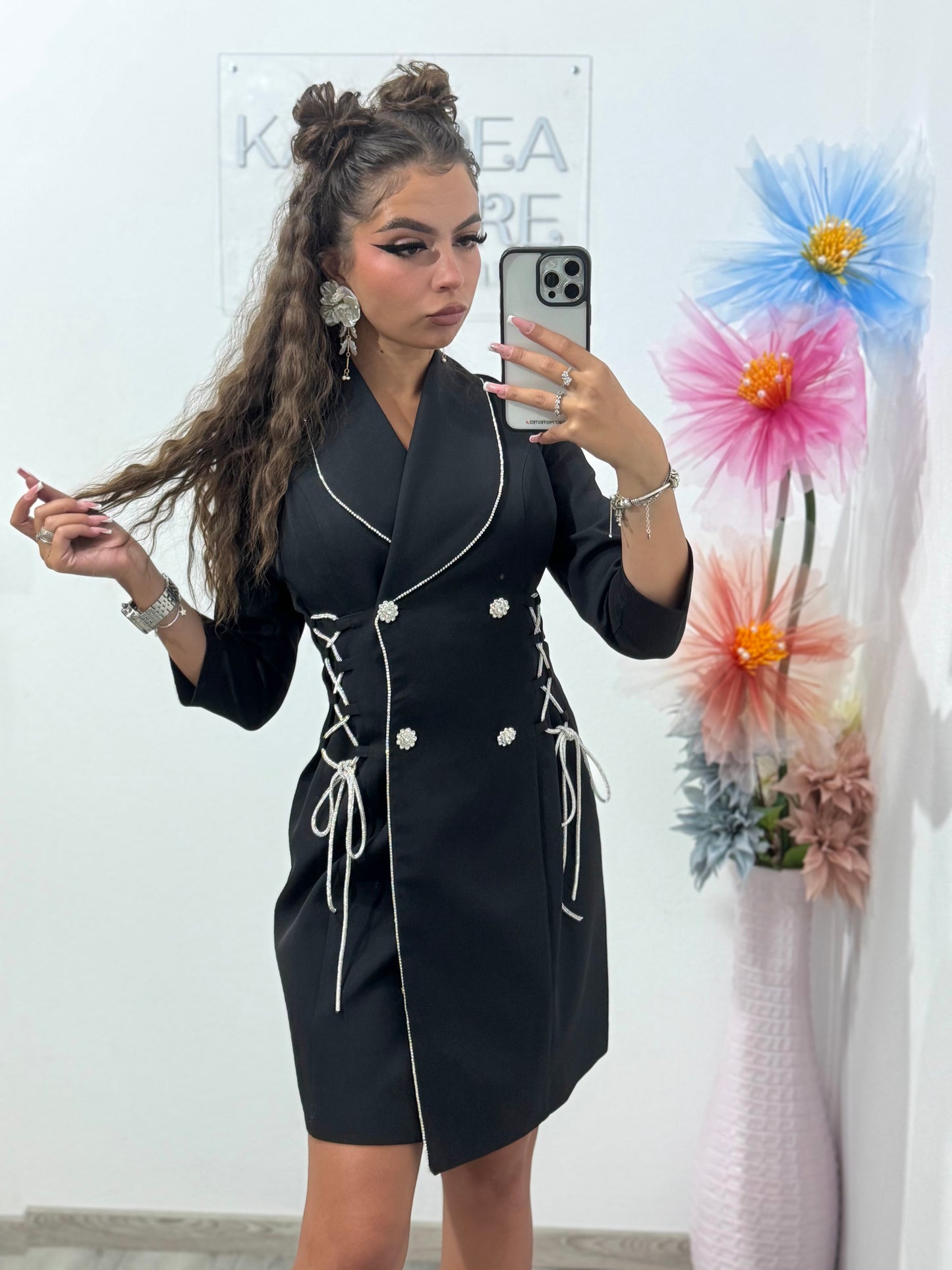 Rochie tip sacou cu accesoriu în talie Carla
