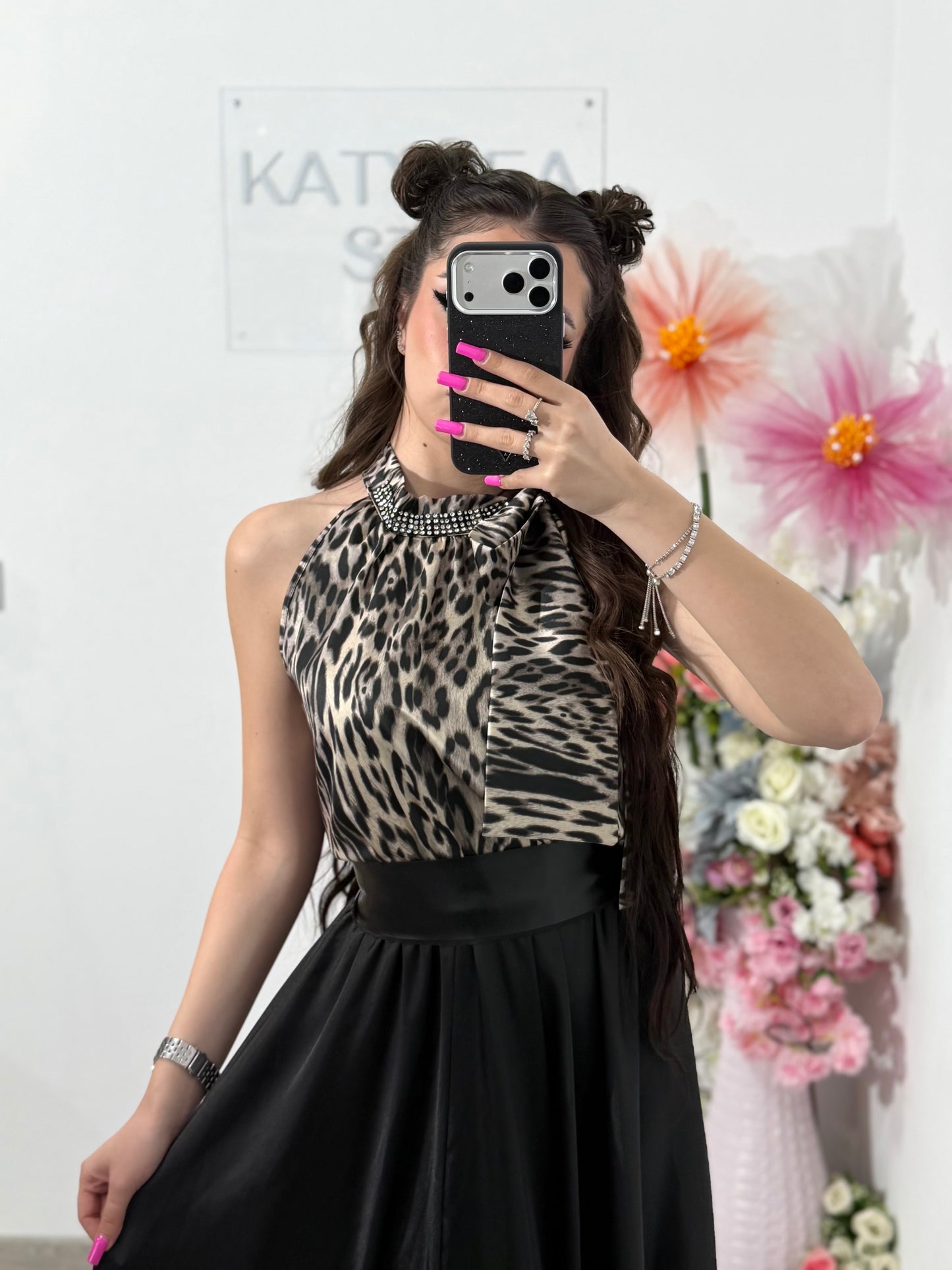 Rochie din satin animalprint ELSA