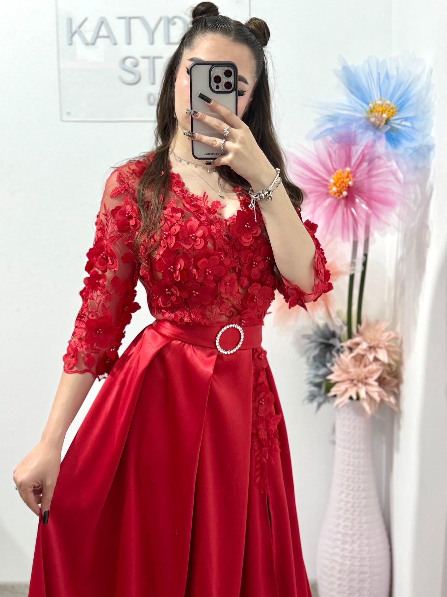 Rochie lungă din tafta roșie Lolita