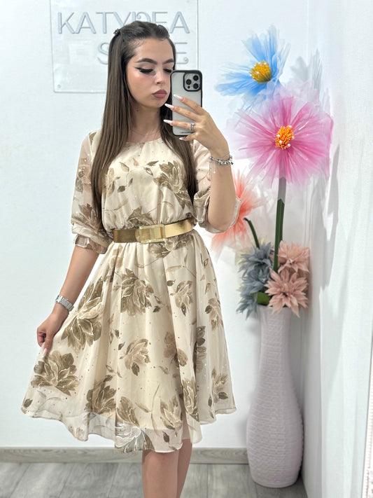 Rochie din voal beige Carmen