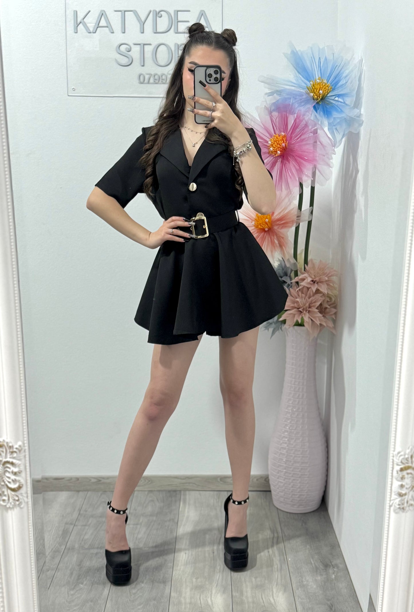 Salopetă elegantă neagră Francesca