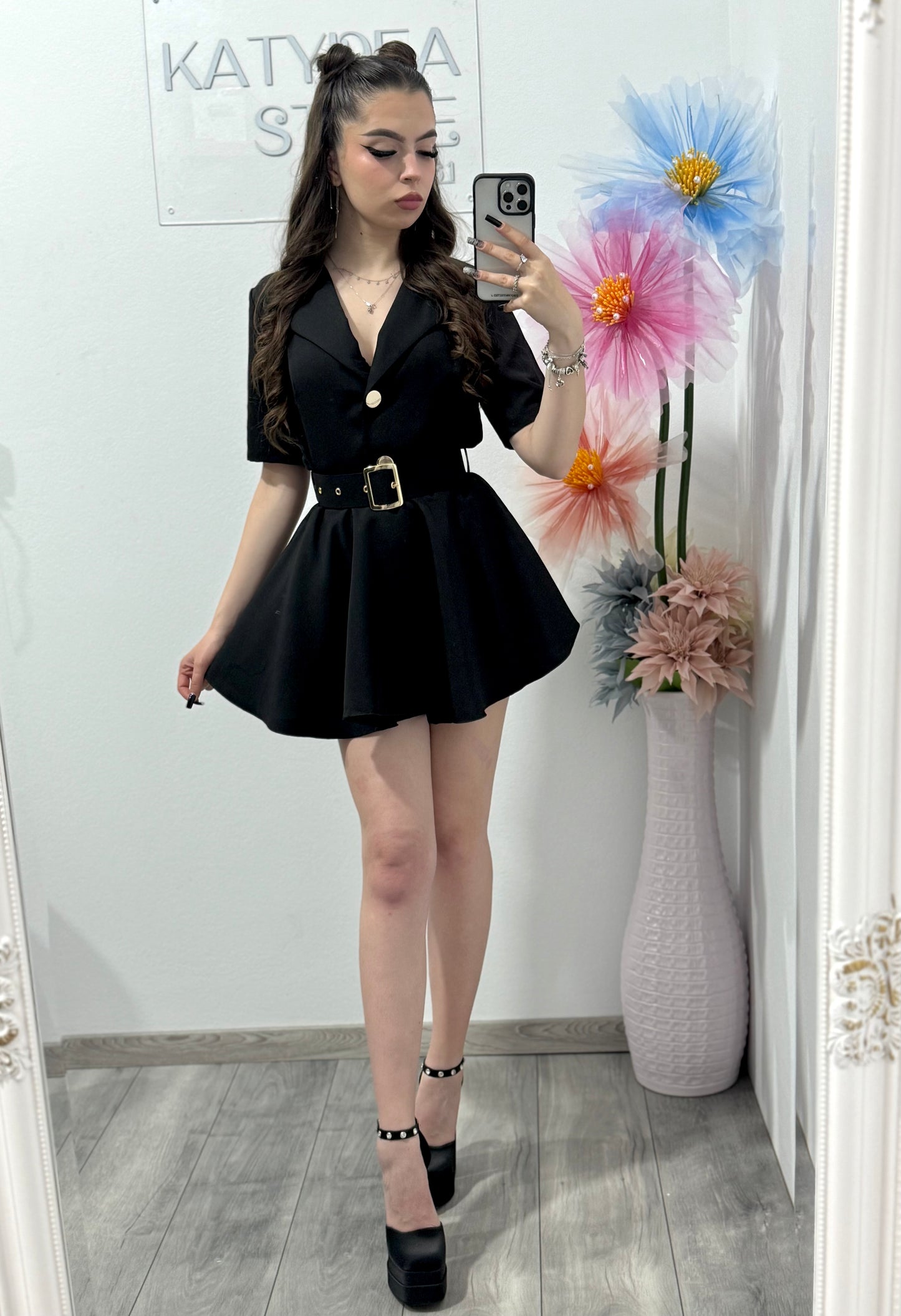 Salopetă elegantă neagră Francesca