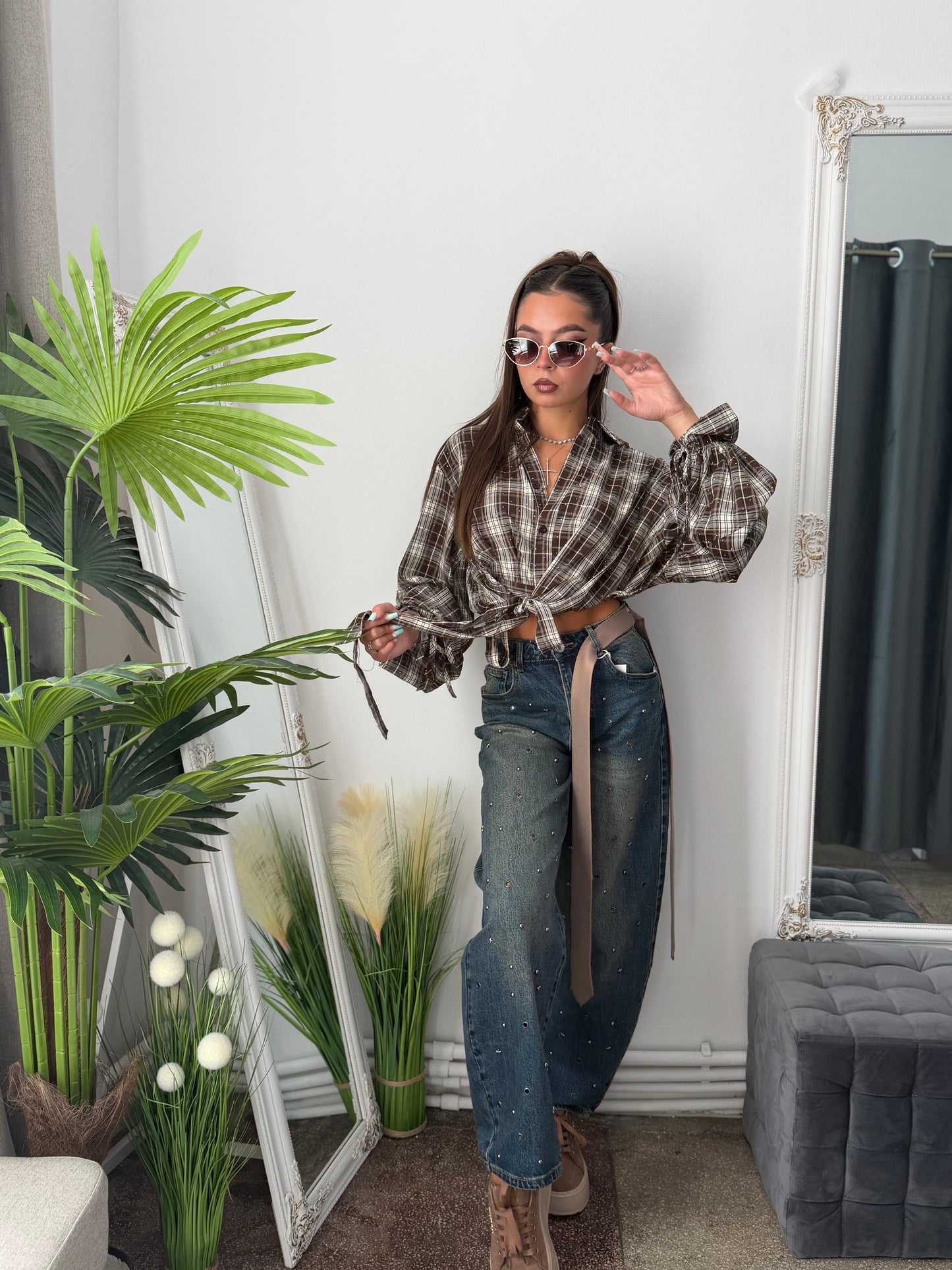 Jeans SkaterFit cu ținte și steluțe