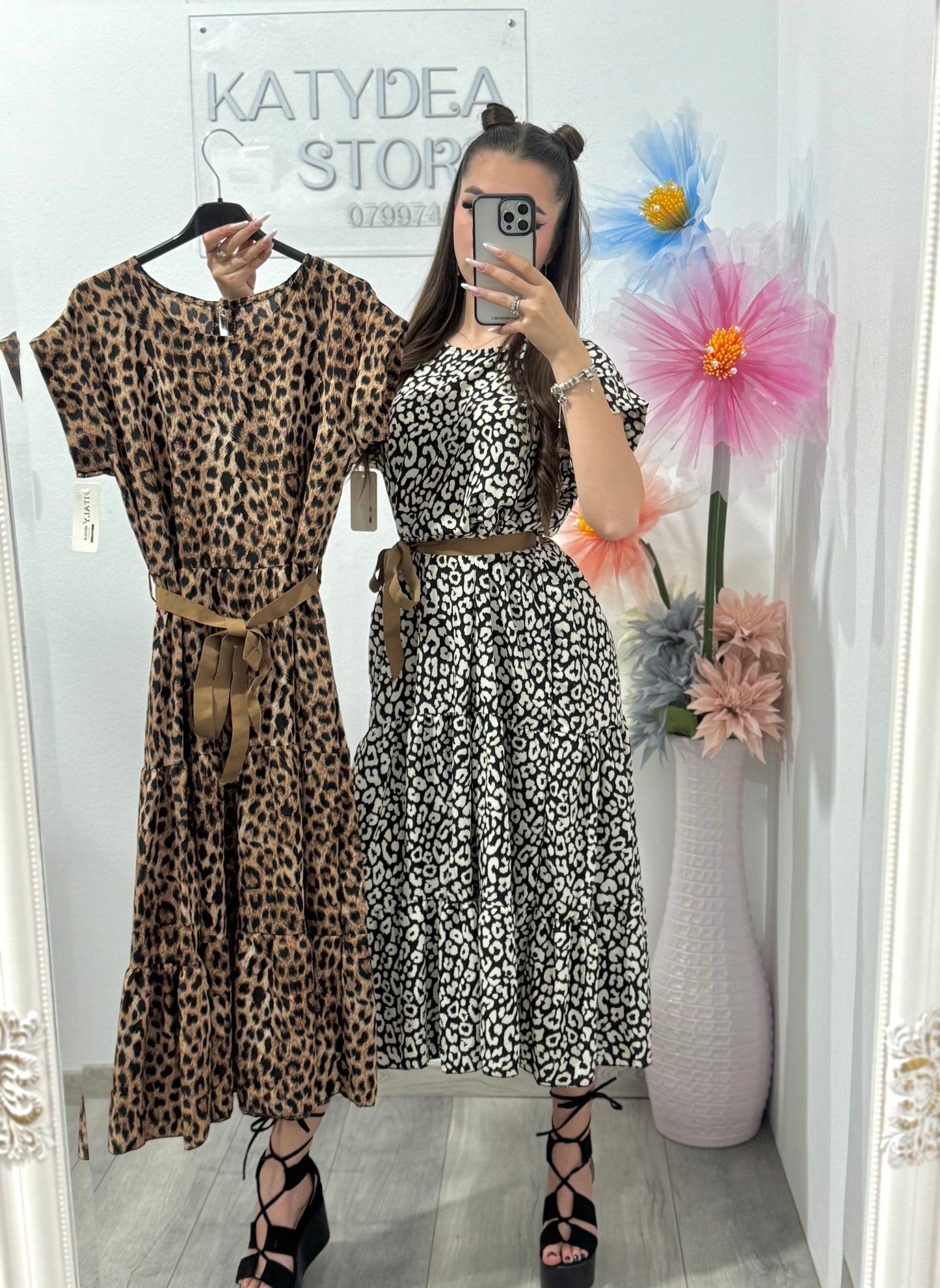 Rochie midi cu imprimeu Karla