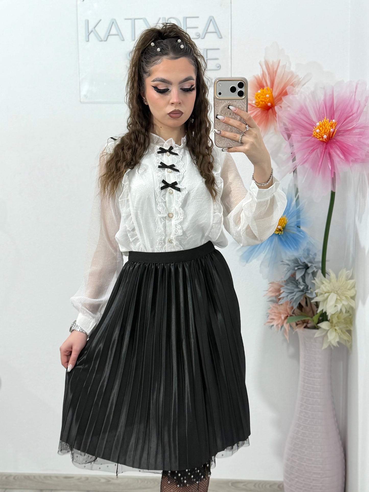 Fustă cu dublă față negru-buline MARA