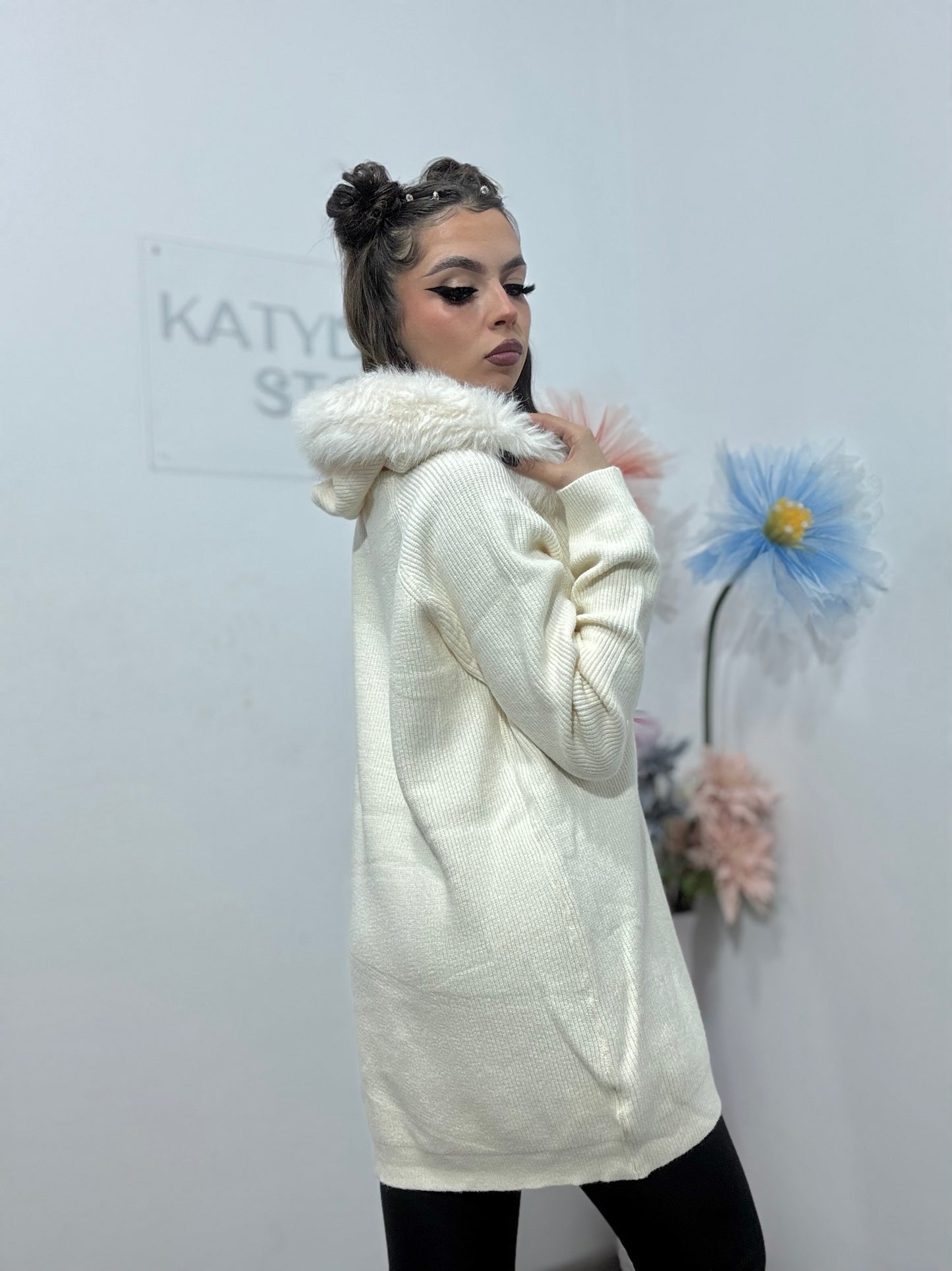 Hanorac din tricot cu blăniță Monika