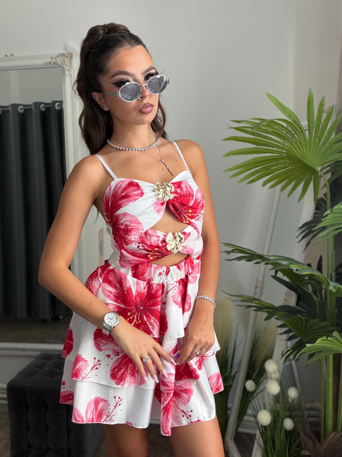 Rochie bright red FLOWER