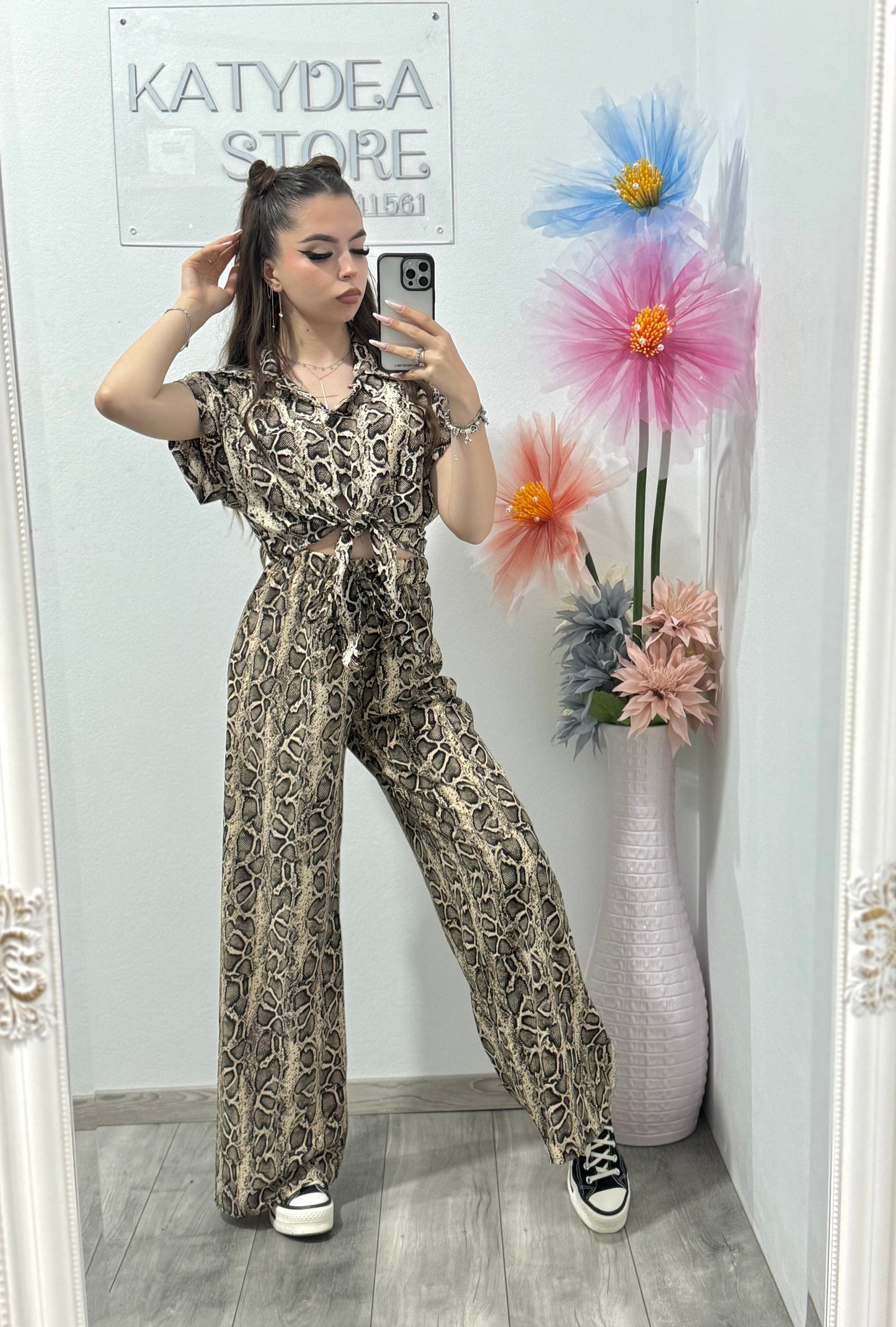 Compleu cu snakeprint cu cristale Olivia