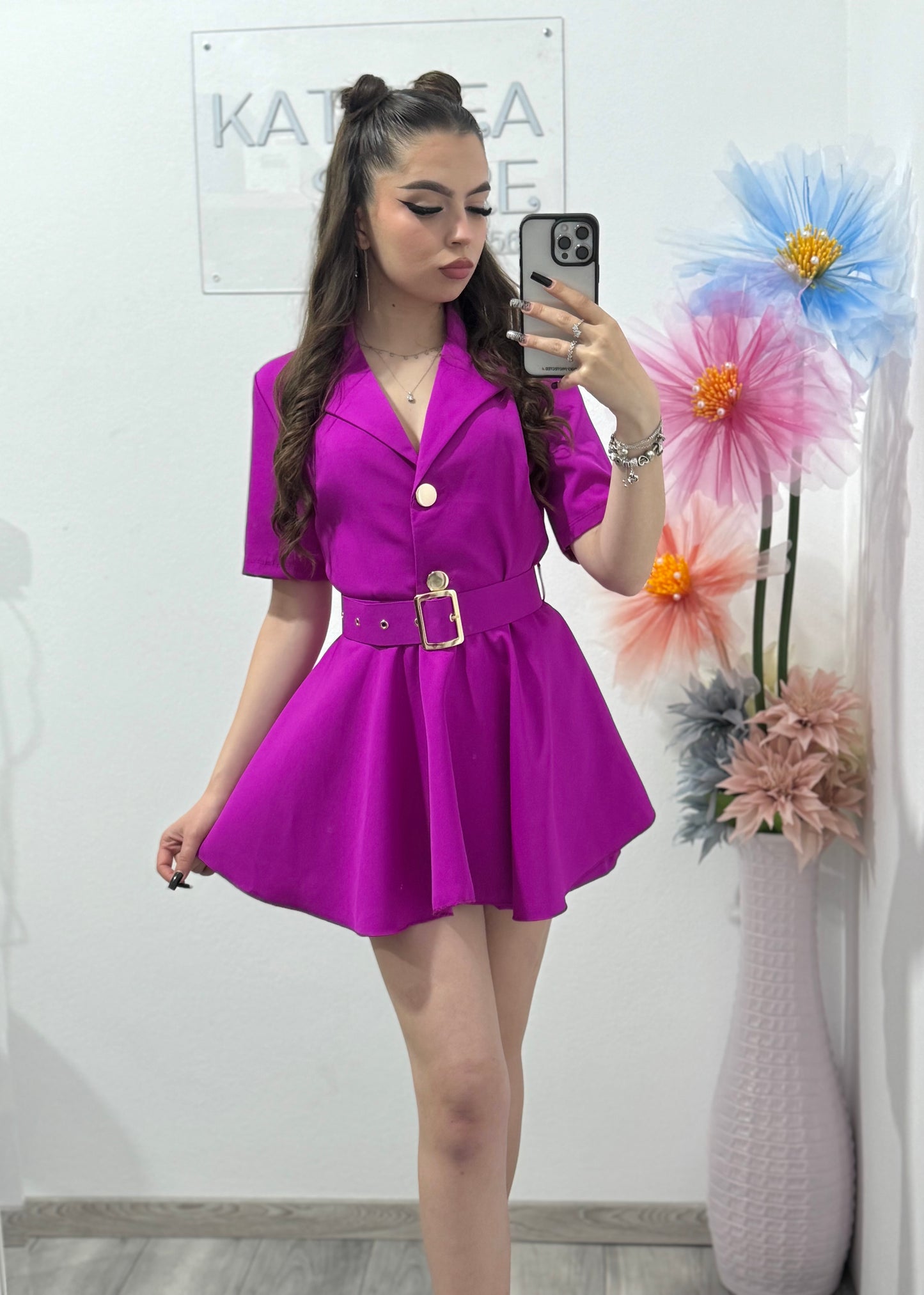 Salopeta elegantă mov Francesca