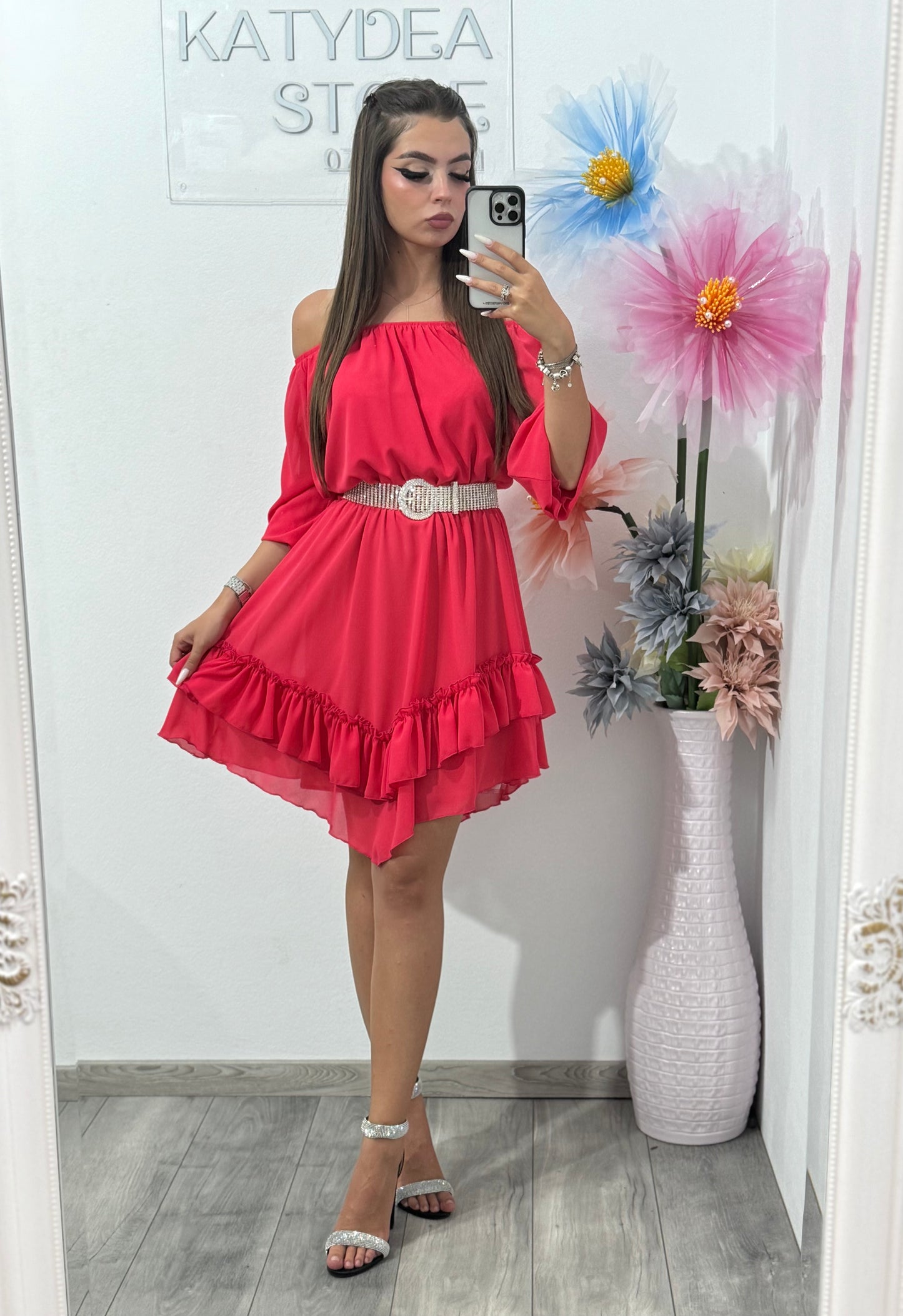 Rochie din voal corai Carla