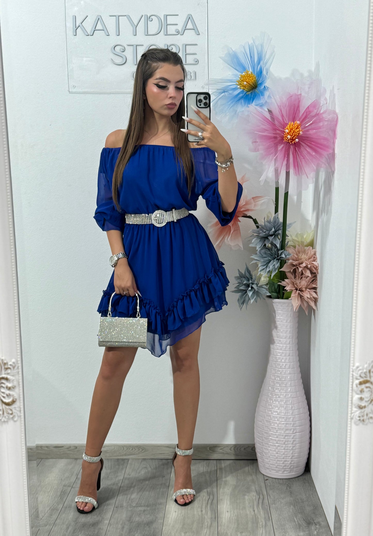 Rochie din voal albastră Carla