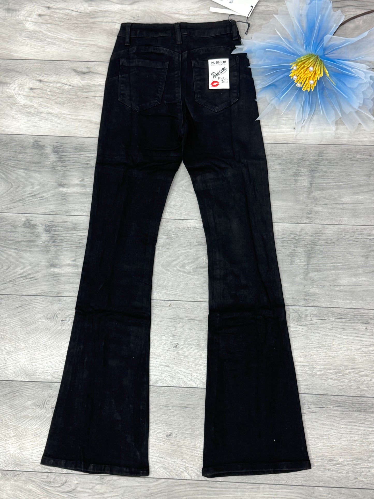 Jeans negri evazați Teodora