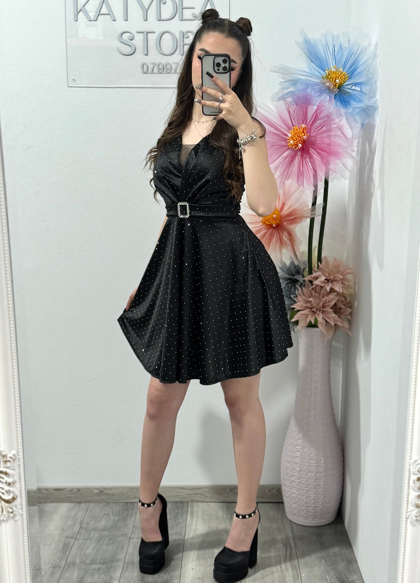 Rochie elegantă cu cristale ștanțate Camilla