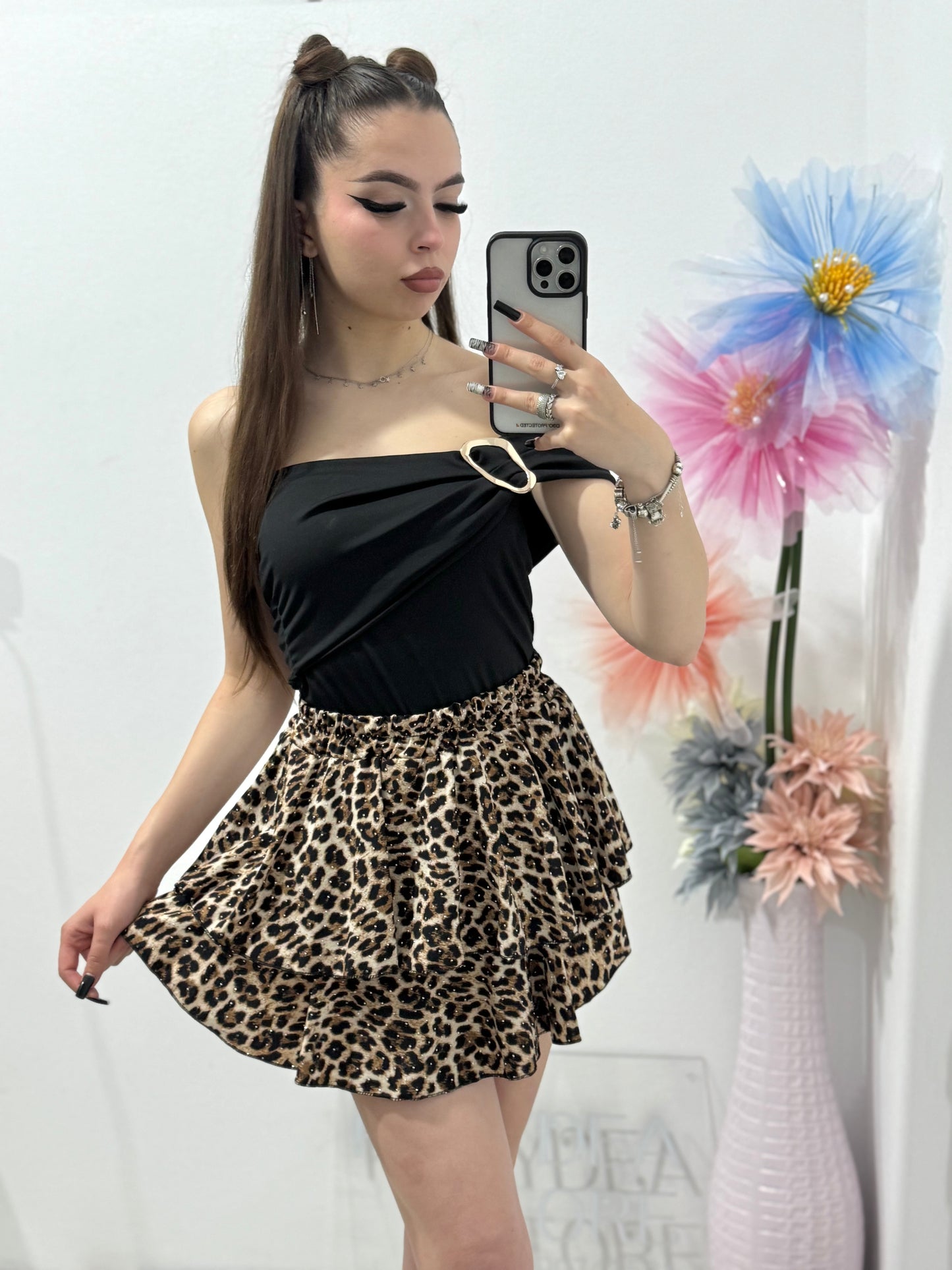 Fustă pantalon cu cristale animal print Valeria
