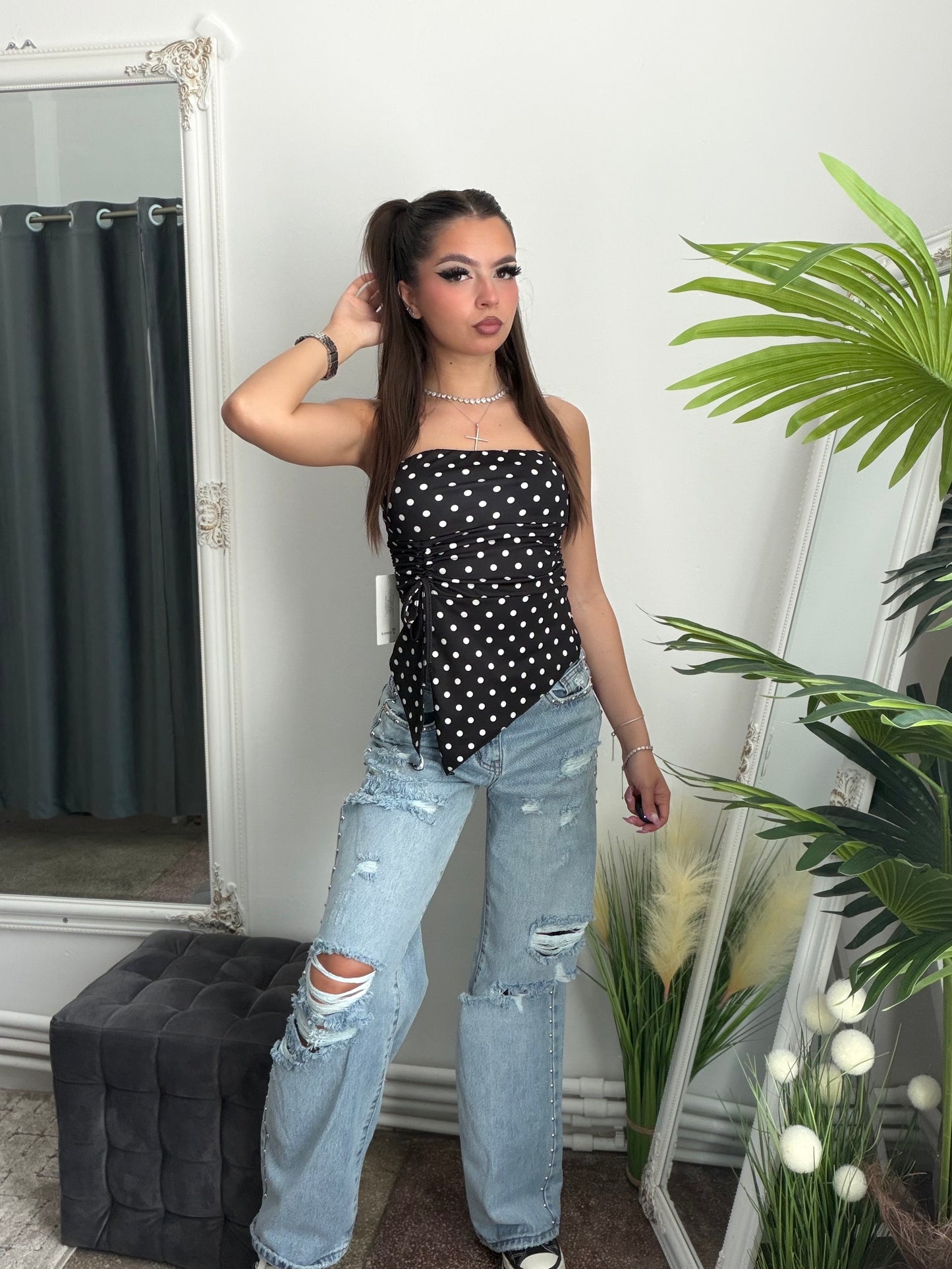 Top cu buline negru MARIA