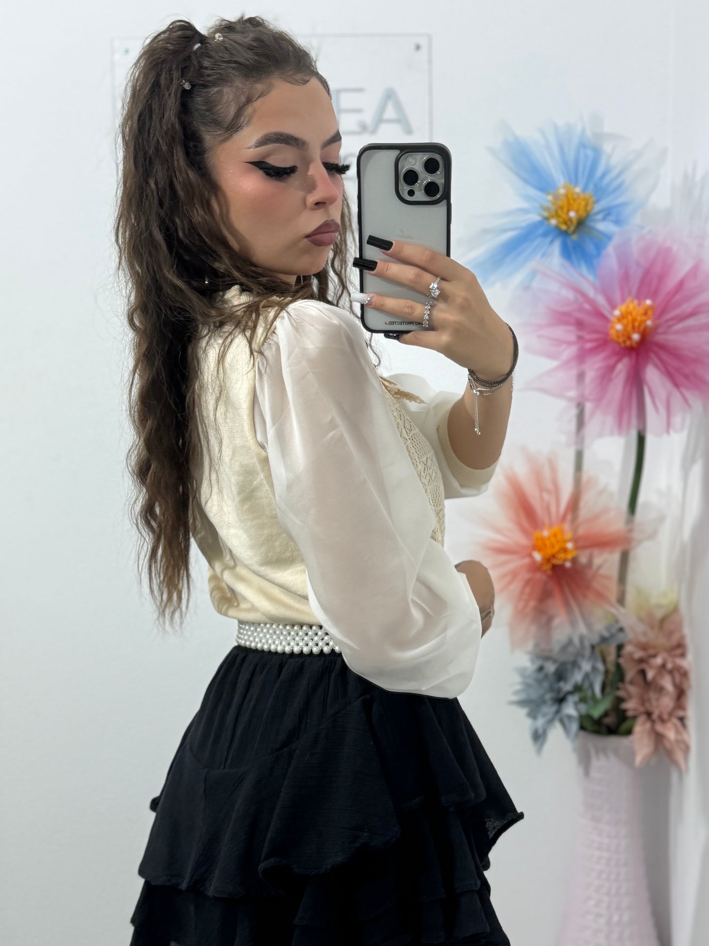 Bluză cu perlute Selena
