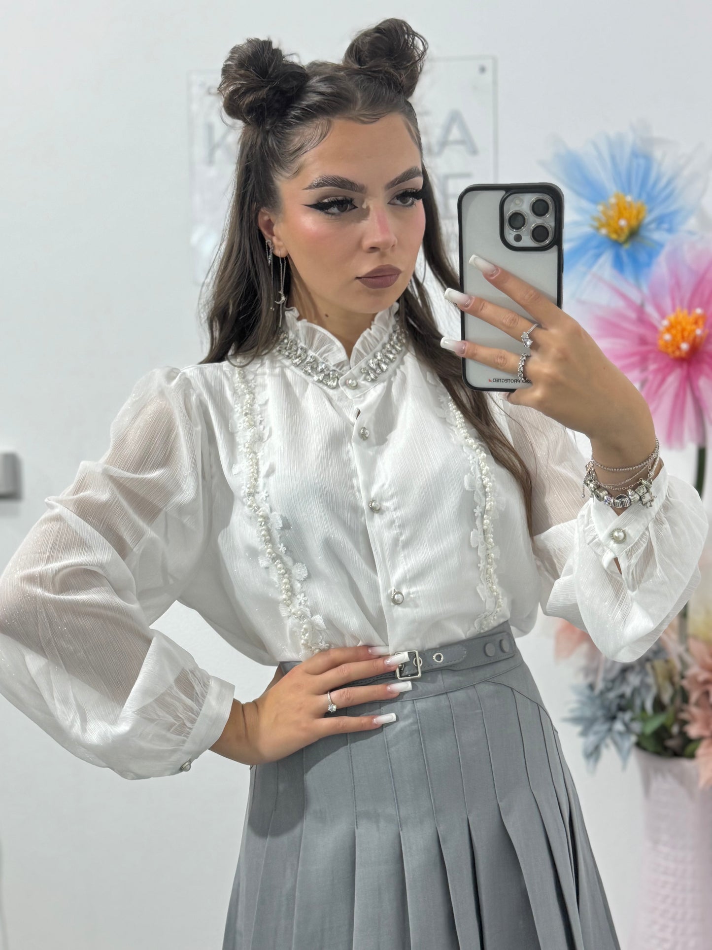 Cămașă cu volanase și cristale Bella