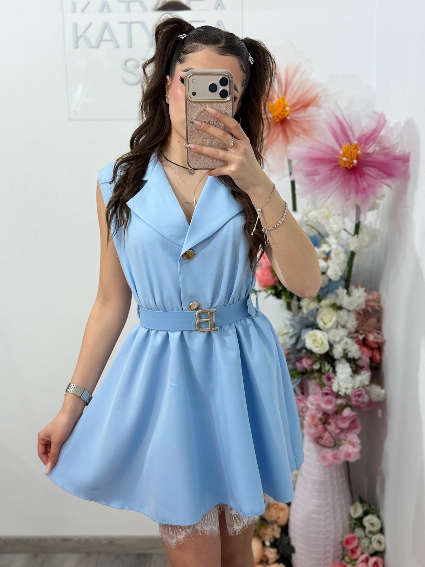 Salopetă elegantă cu dantela blue BABY