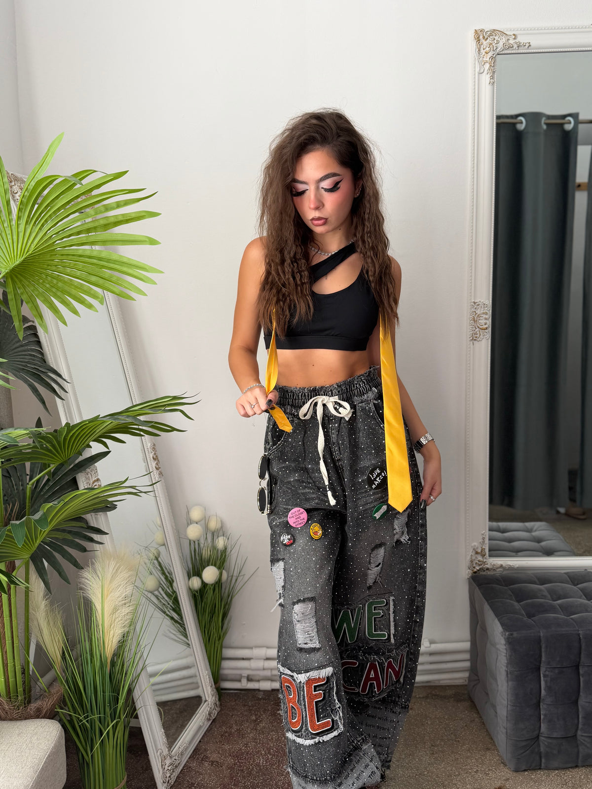 Pantaloni din denim KOREASTYLE GREY