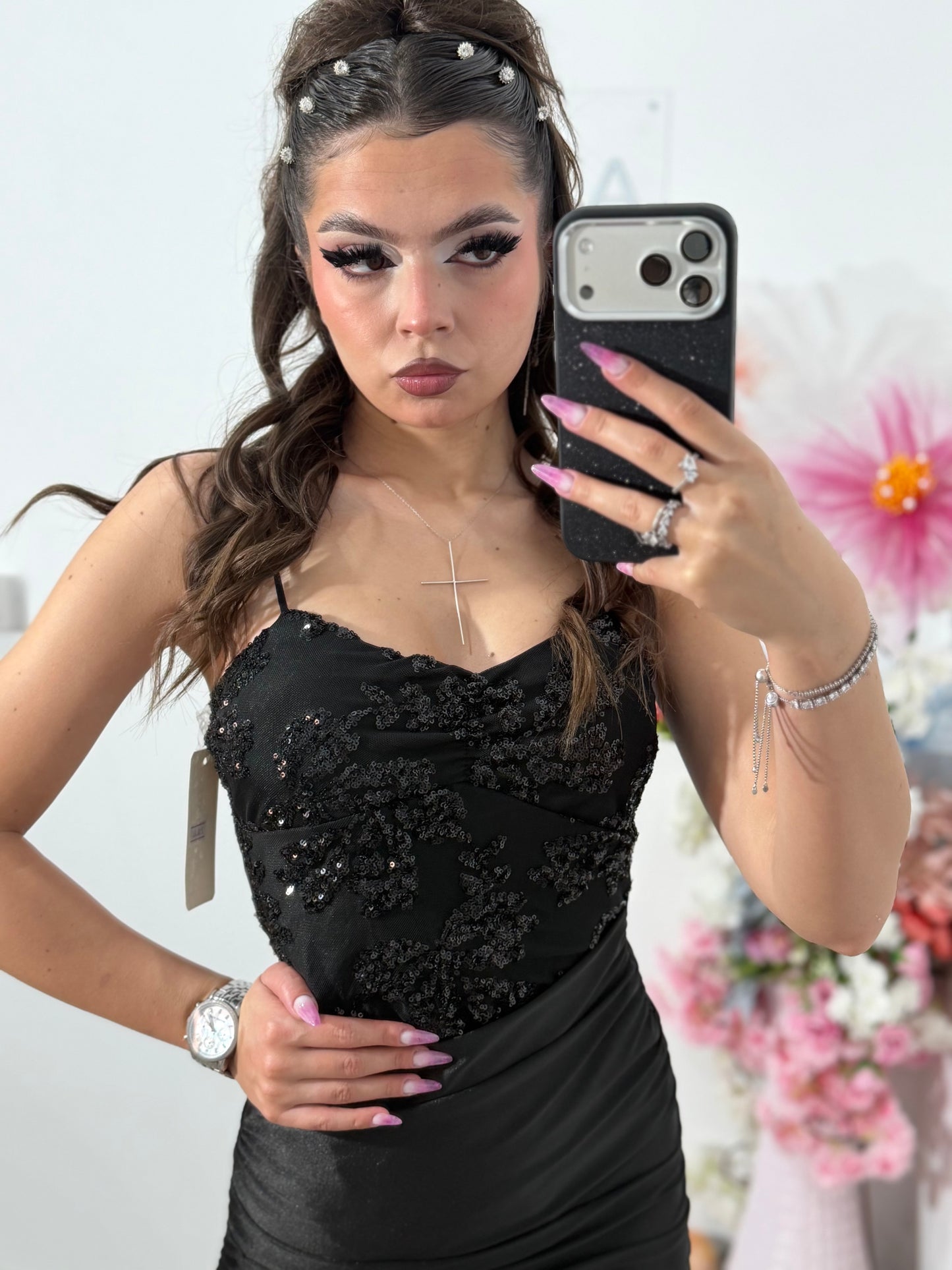 Rochie elegantă cu paiete neagra MELEK