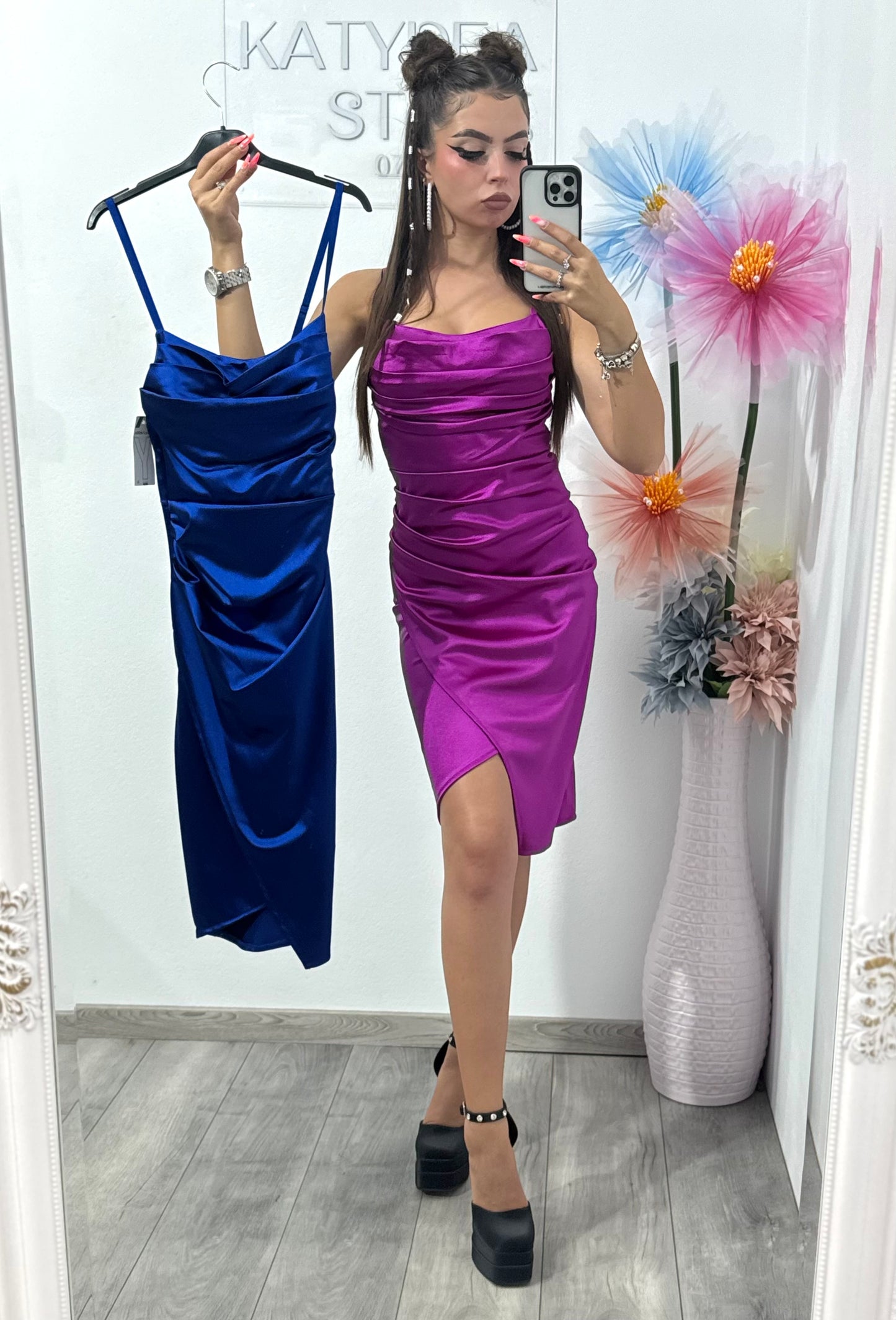 Rochie scurtă din satin Sorina