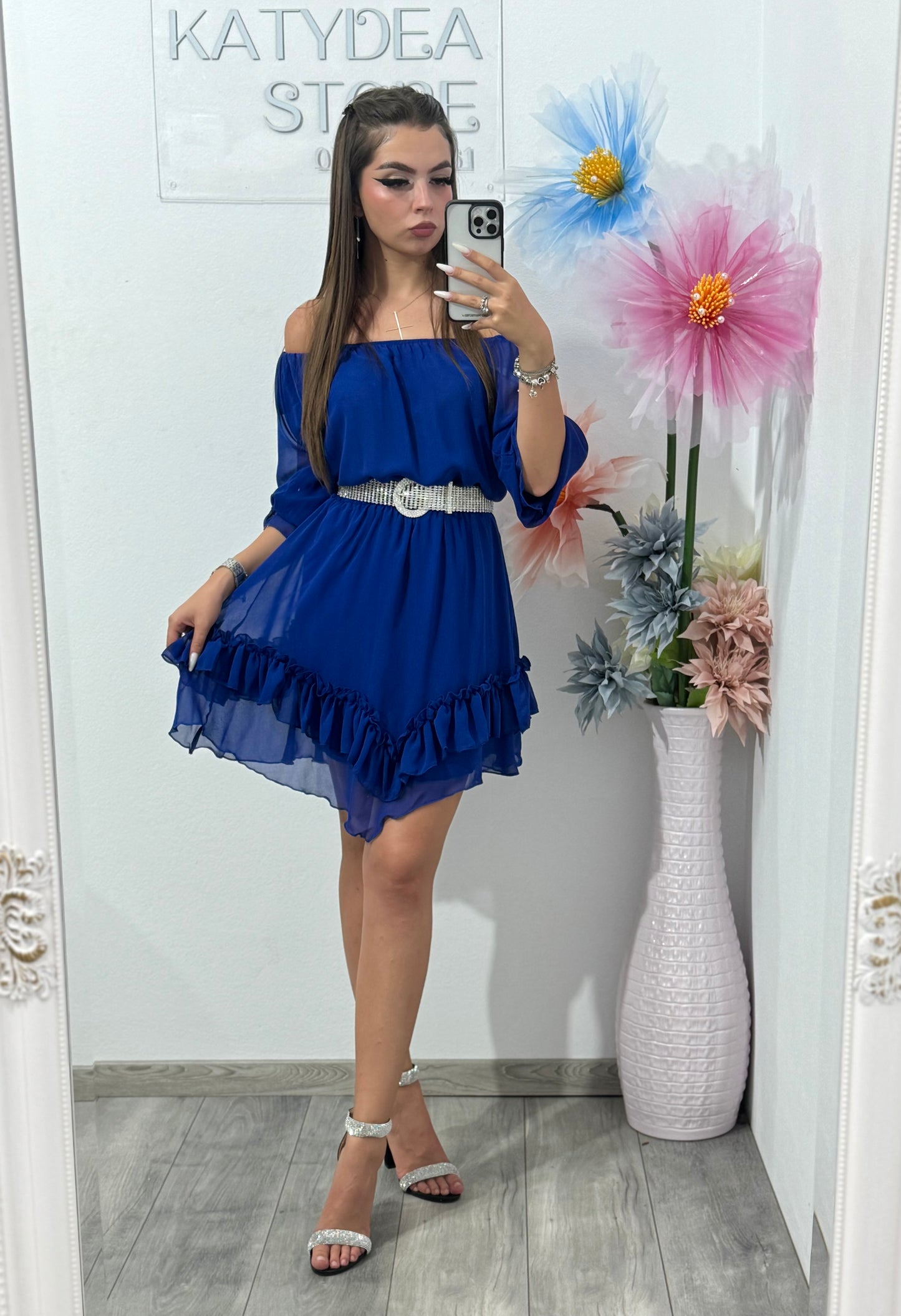 Rochie din voal albastră Carla