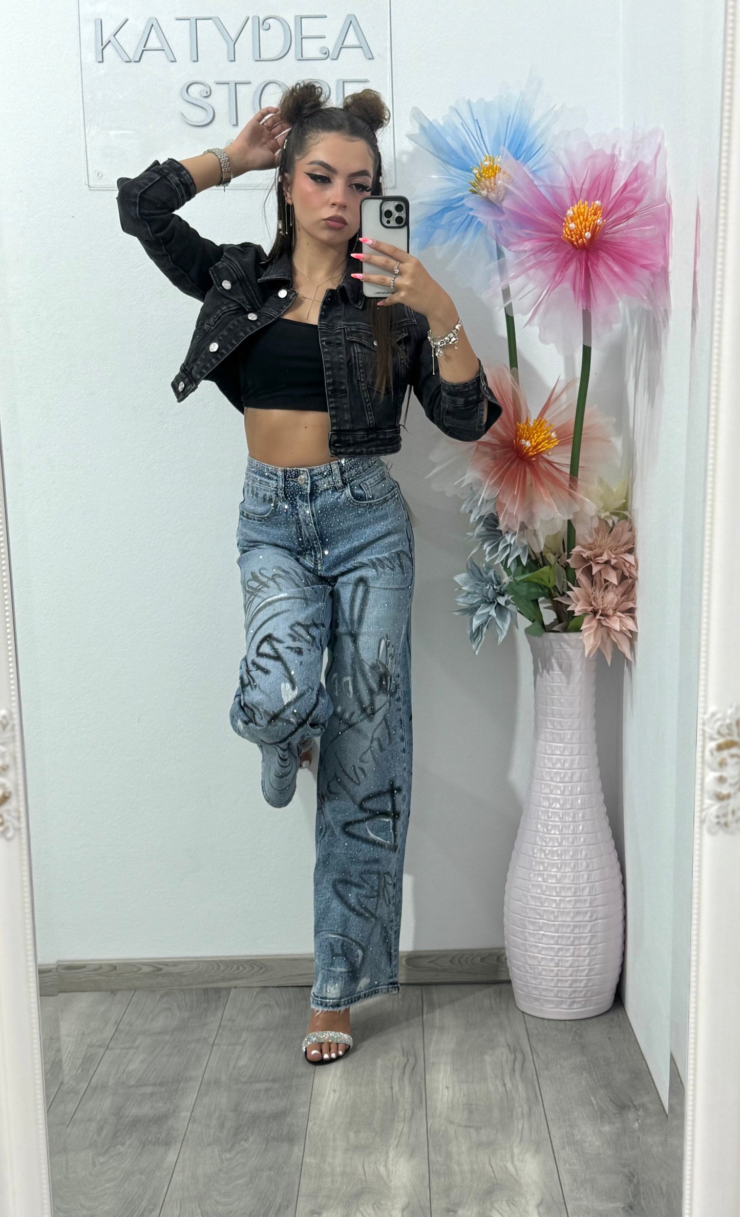 Geacă din denim grey Alis