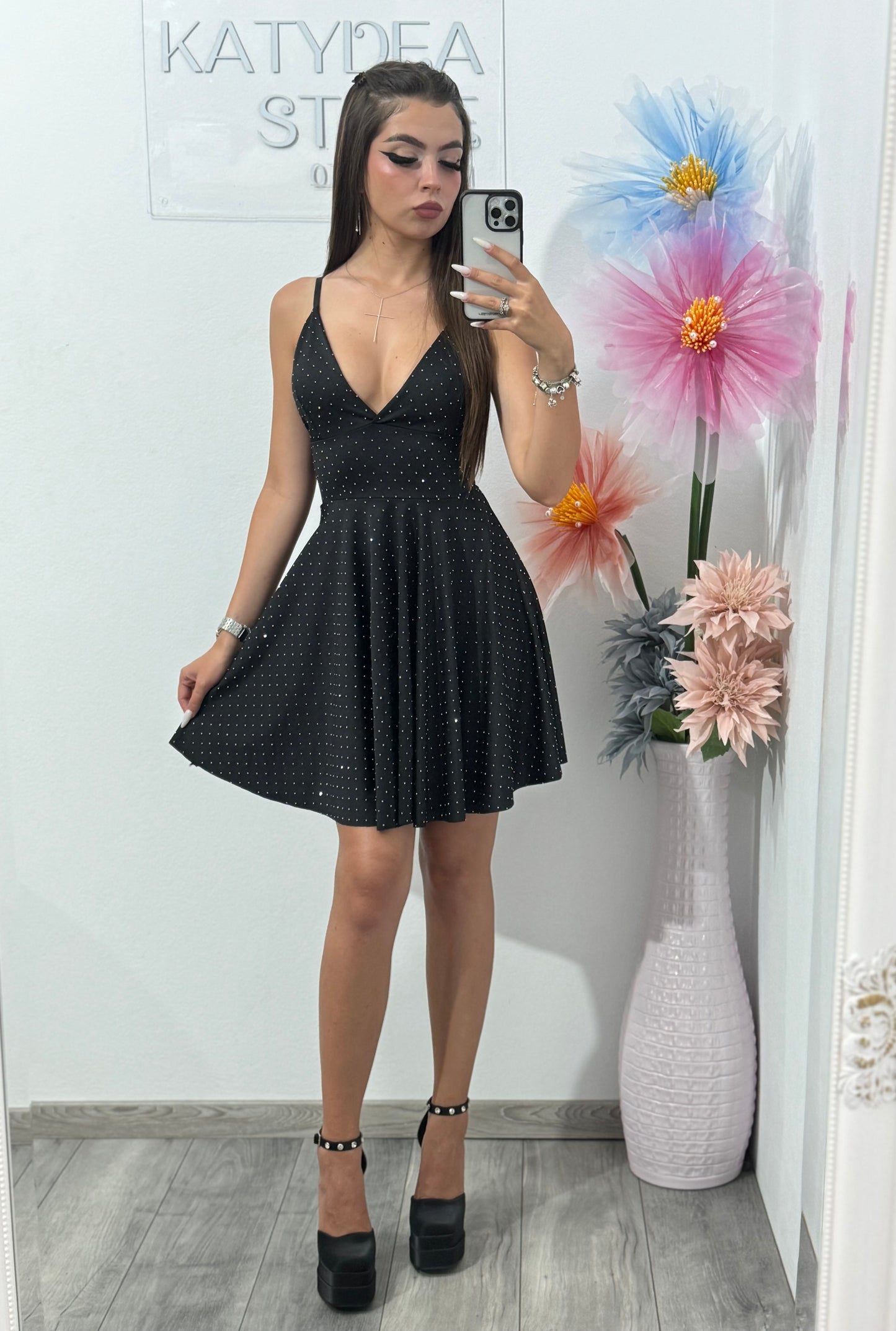 Rochie cu cristale Maria neagră