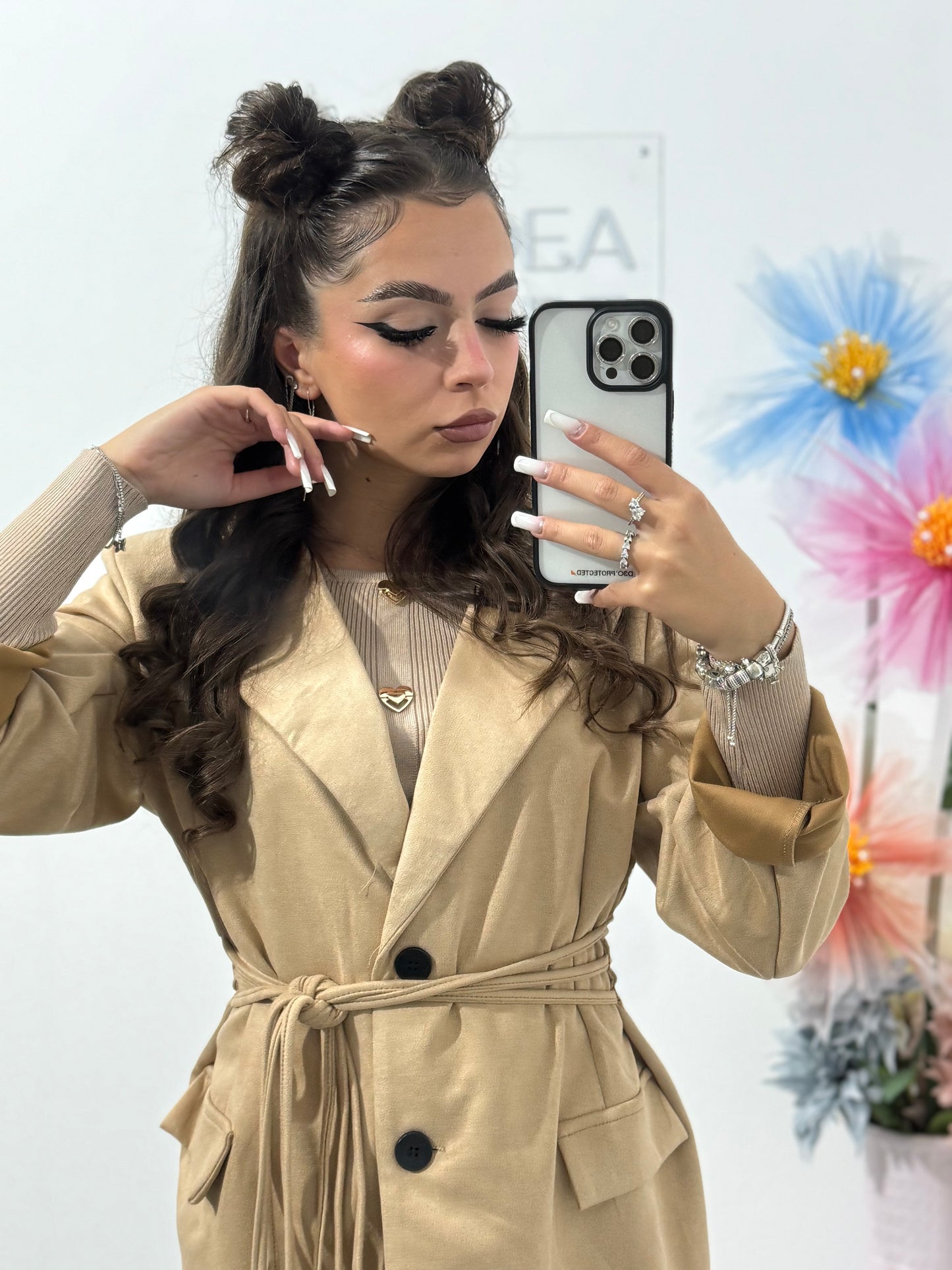 Geacă din piele întoarsă cu corset Delia