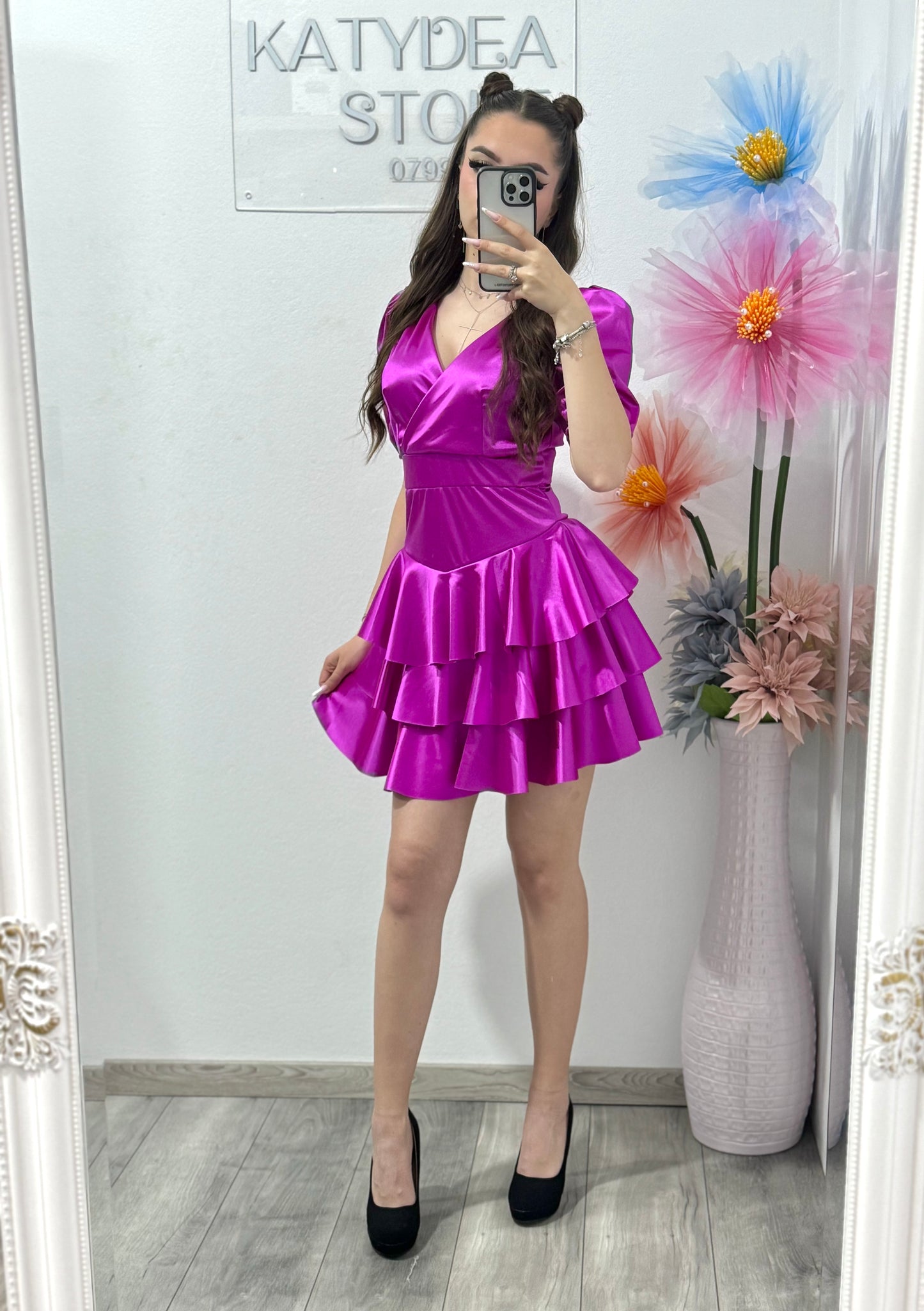 Rochie elegantă Sofia fucsia
