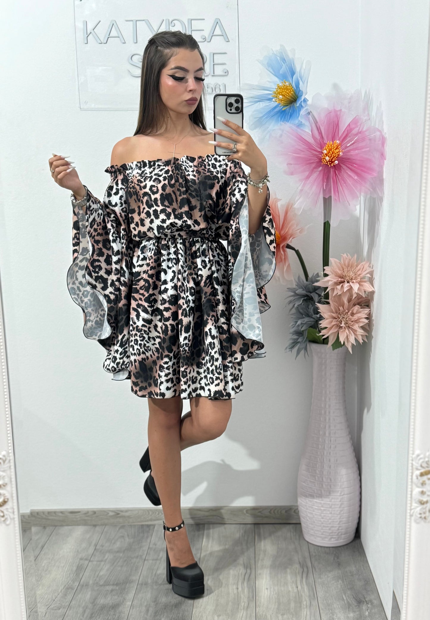 Rochie cu imprimeu Animalprint Alina