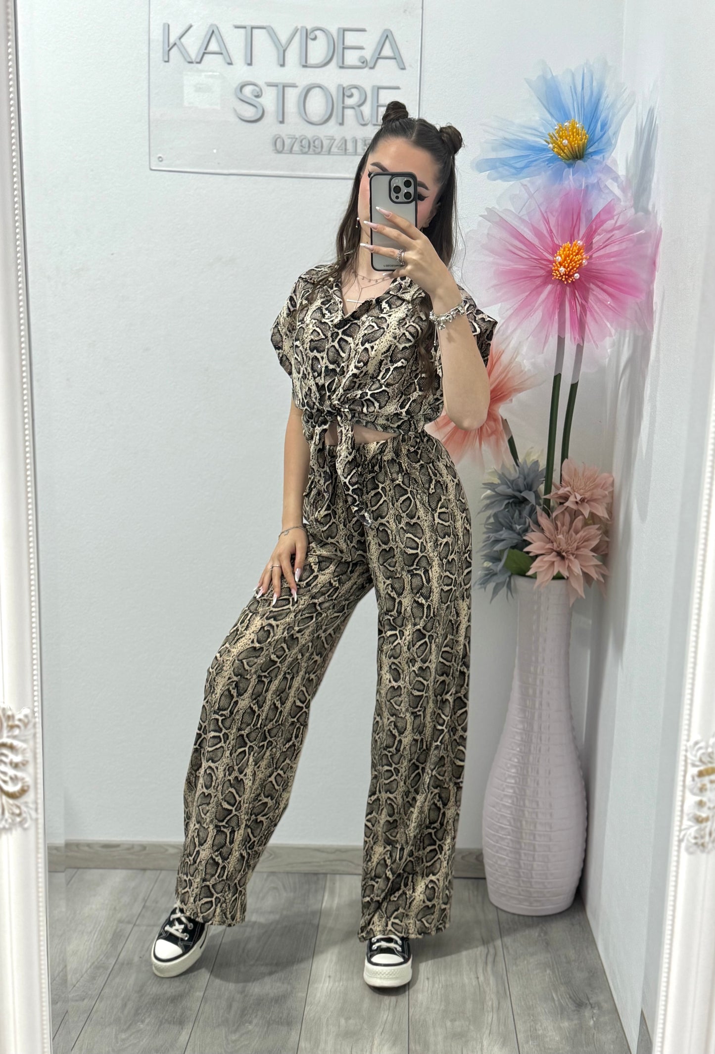 Compleu cu snakeprint cu cristale Olivia