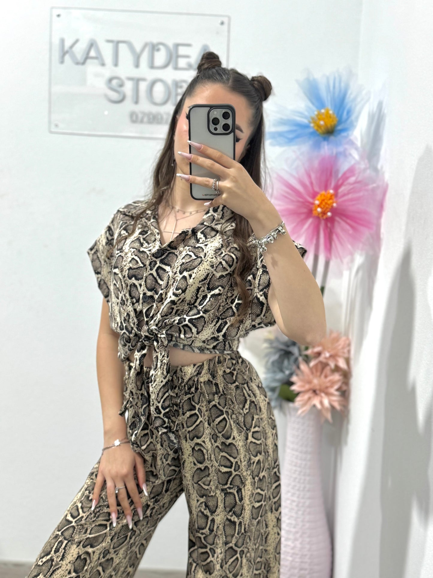 Compleu cu snakeprint cu cristale Olivia