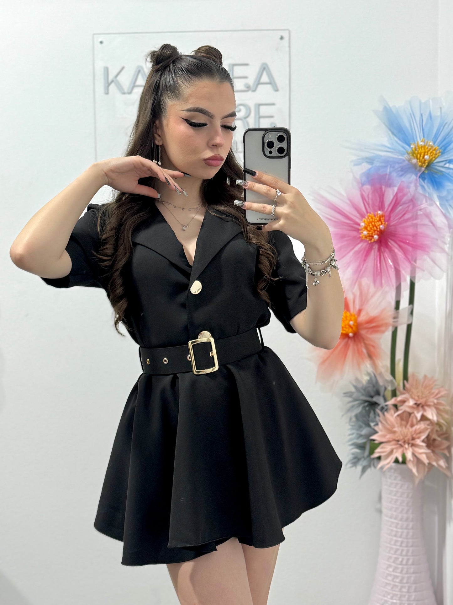 Salopetă elegantă neagră Francesca
