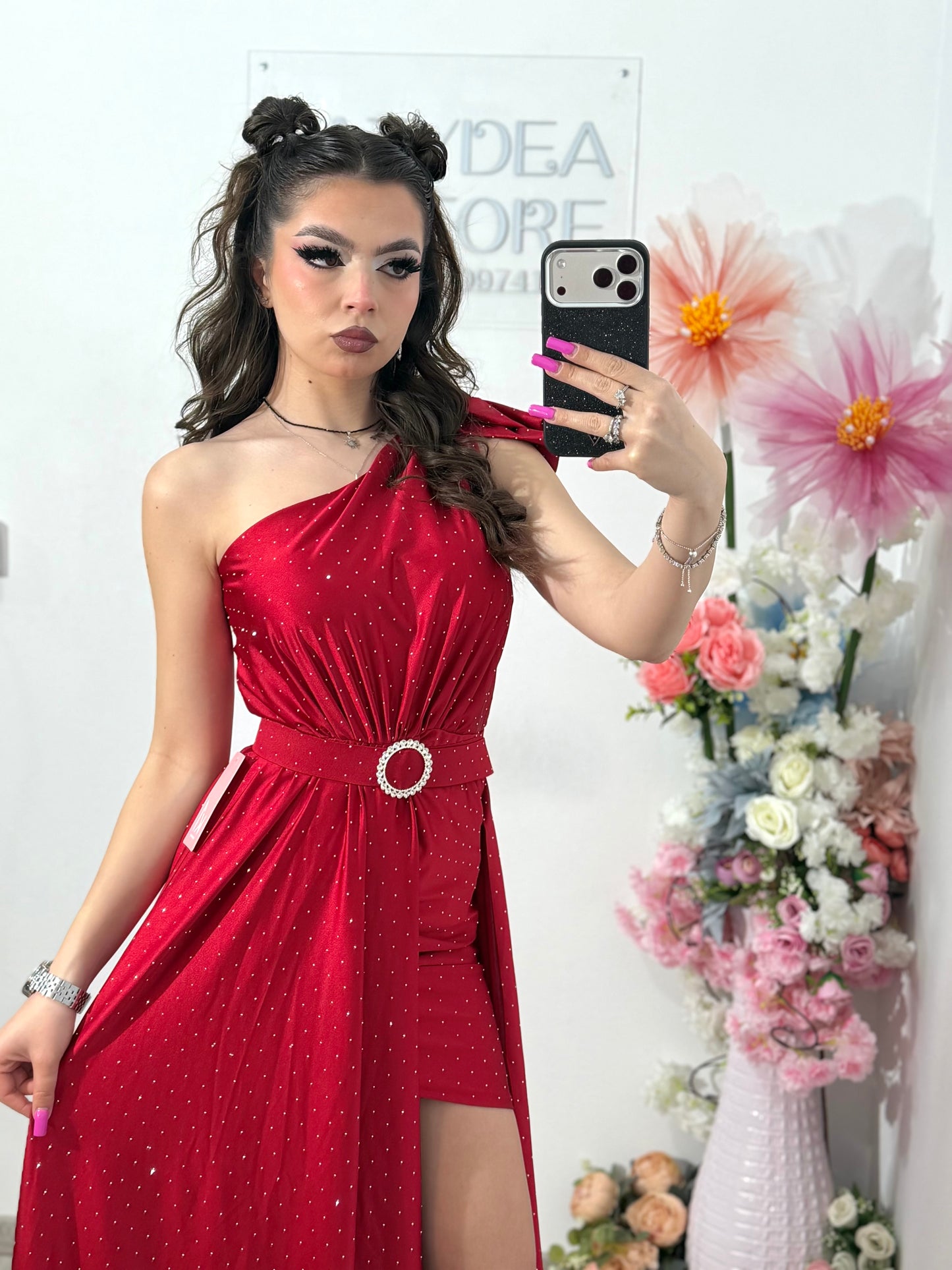 Rochie elegantă cu cristale rosie Cleopatra