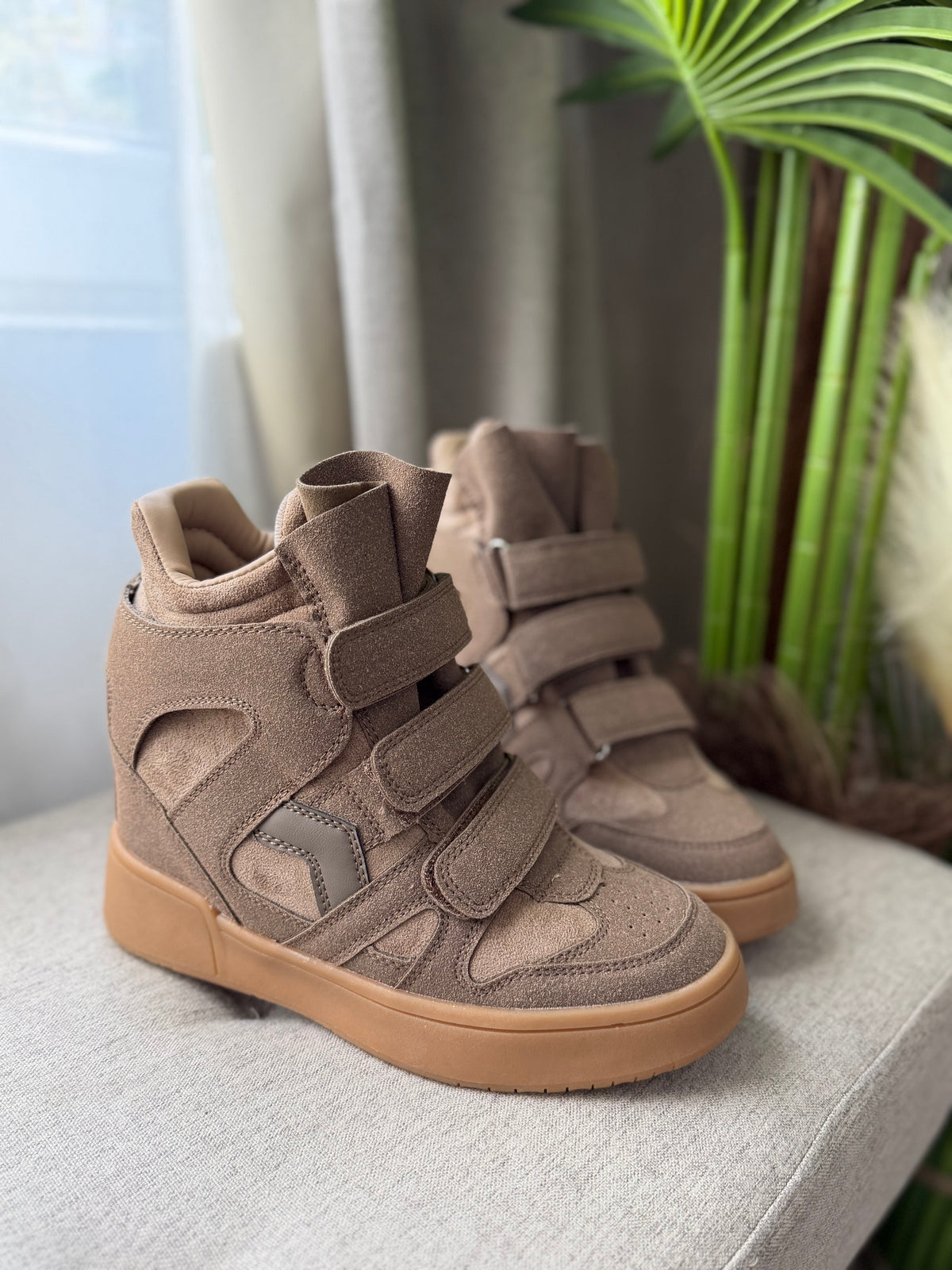 Sneakers taupe înalți ISABEL