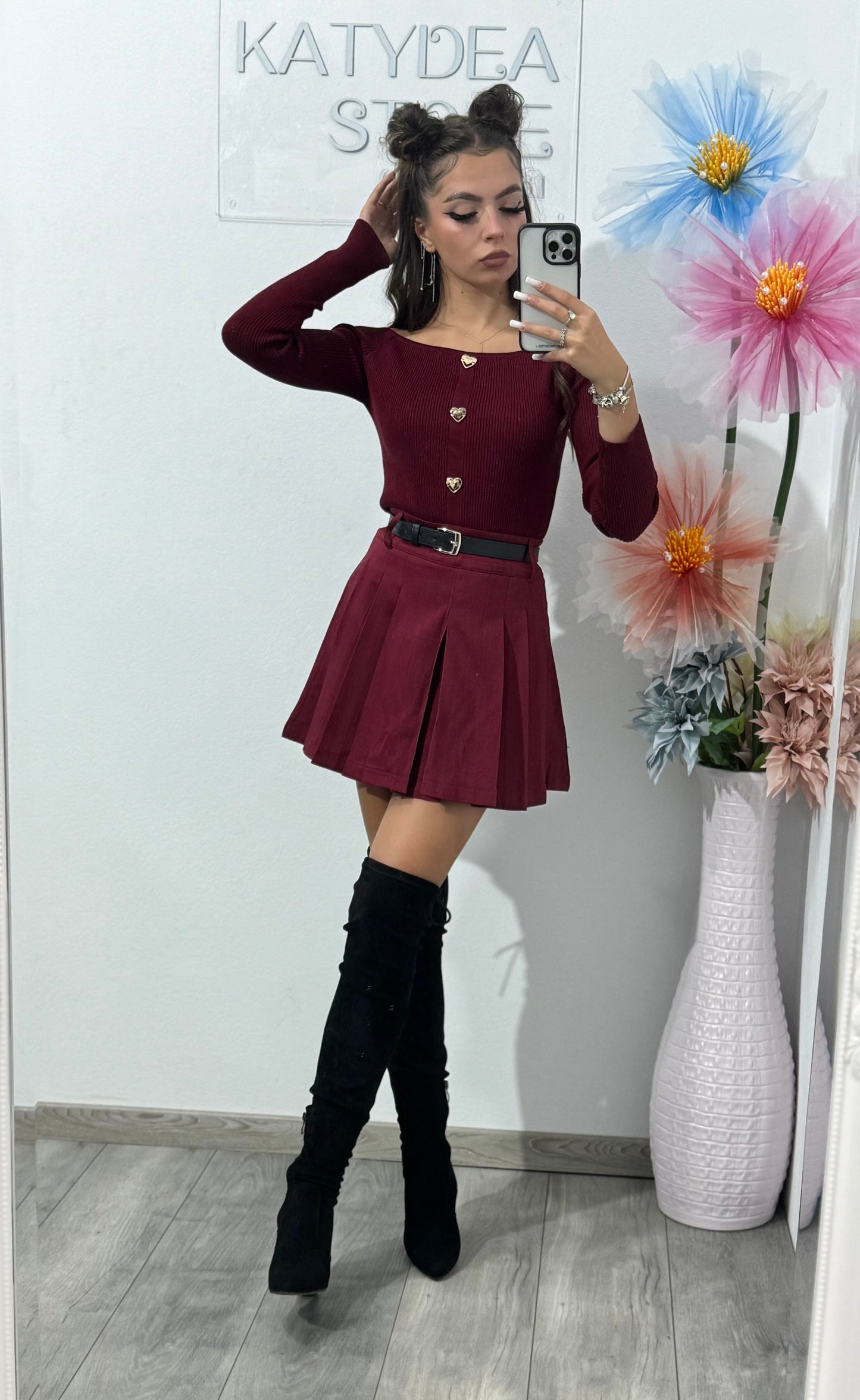 Fustă plisată burgundy Wella