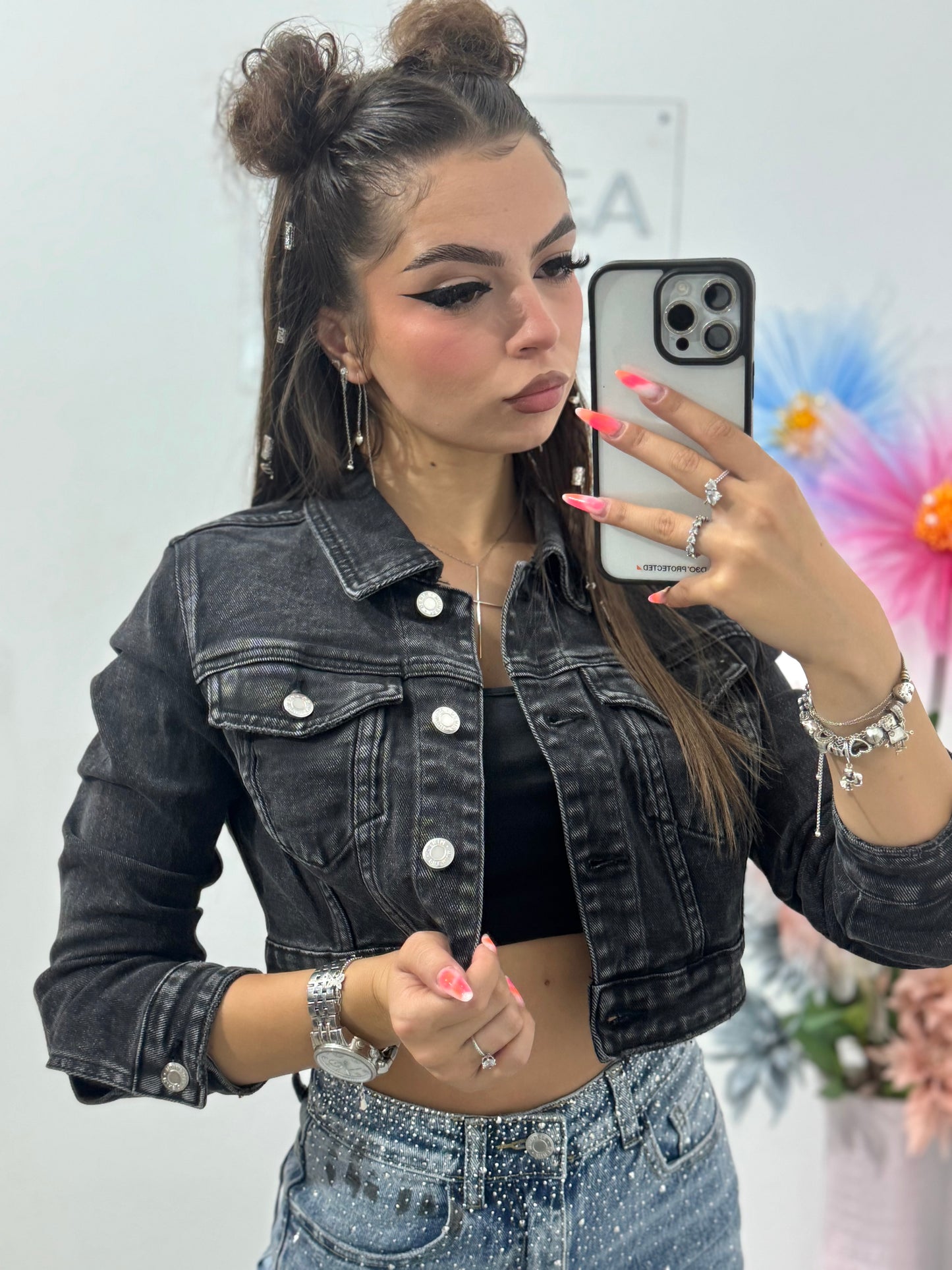 Geacă din denim grey Alis