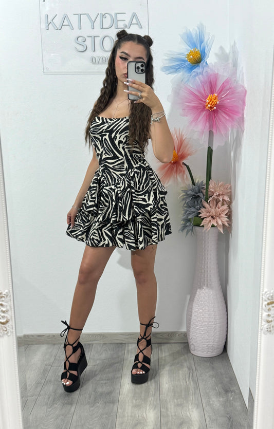 Rochie cu zebră print și cristale Abby