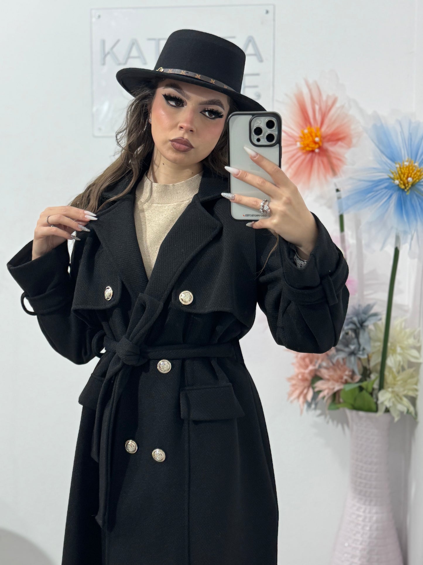 Palton negru ELEGANCE