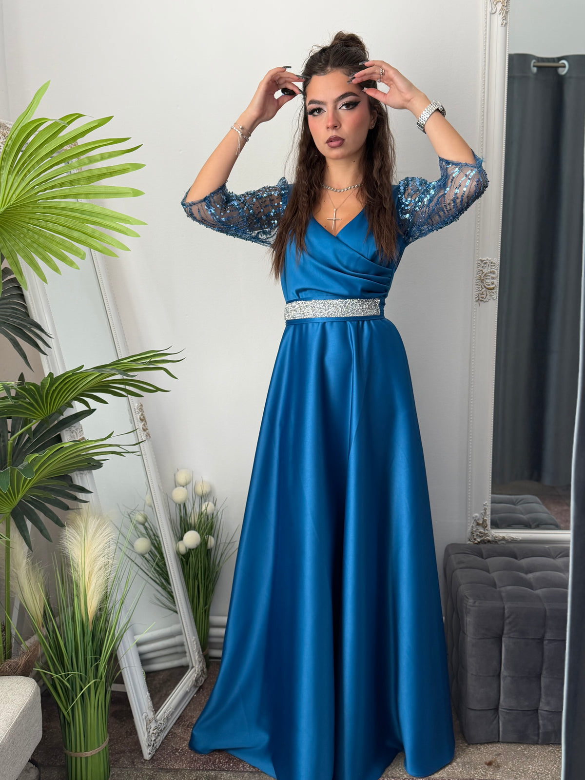 Rochie lungă turcoaz ADRIA