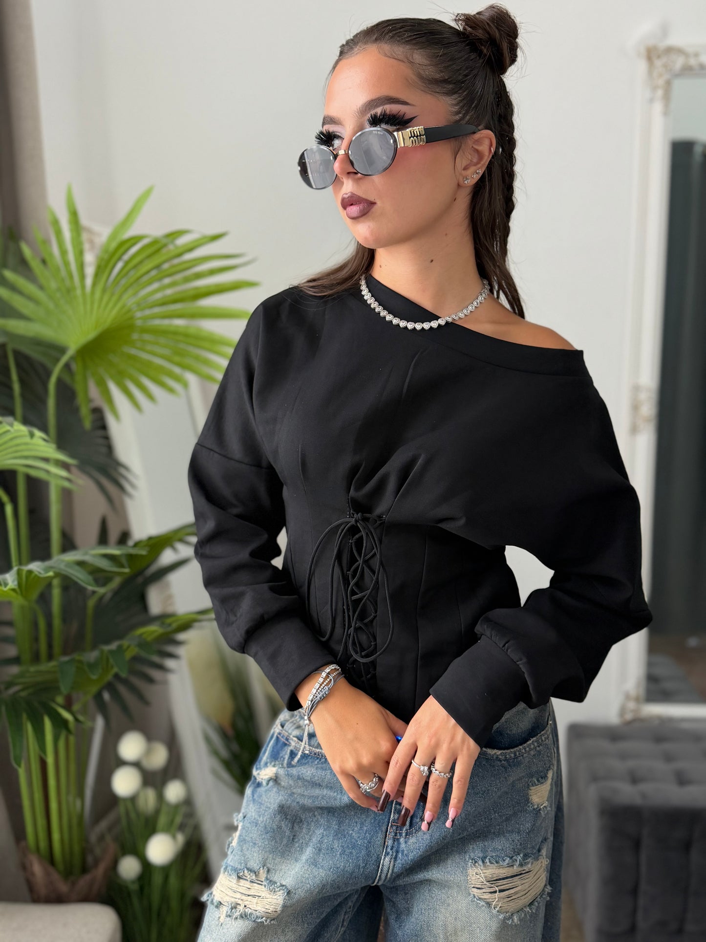 Bluză tip corset neagra JOLIE