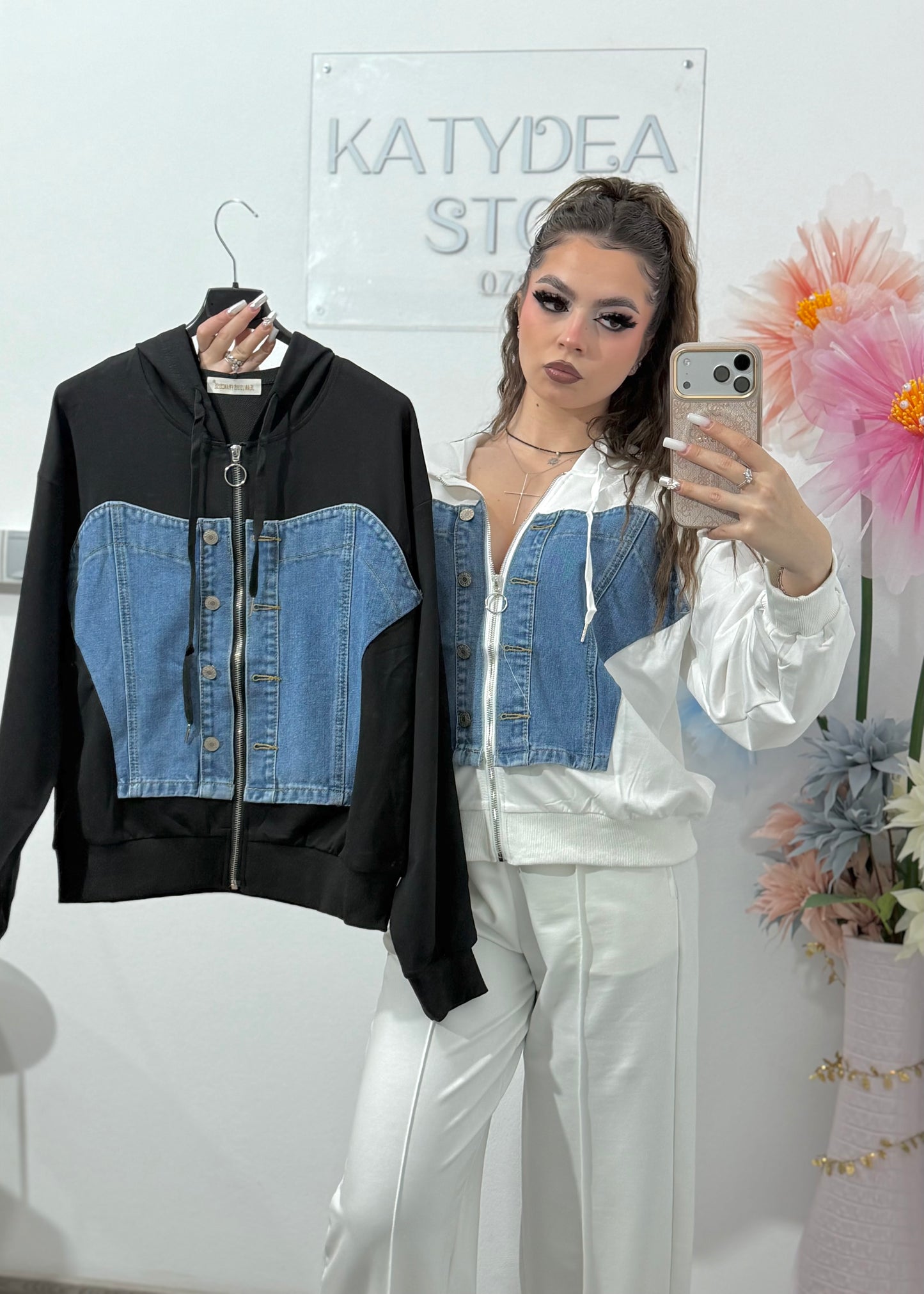 Bluză cu inserție din denim WANA