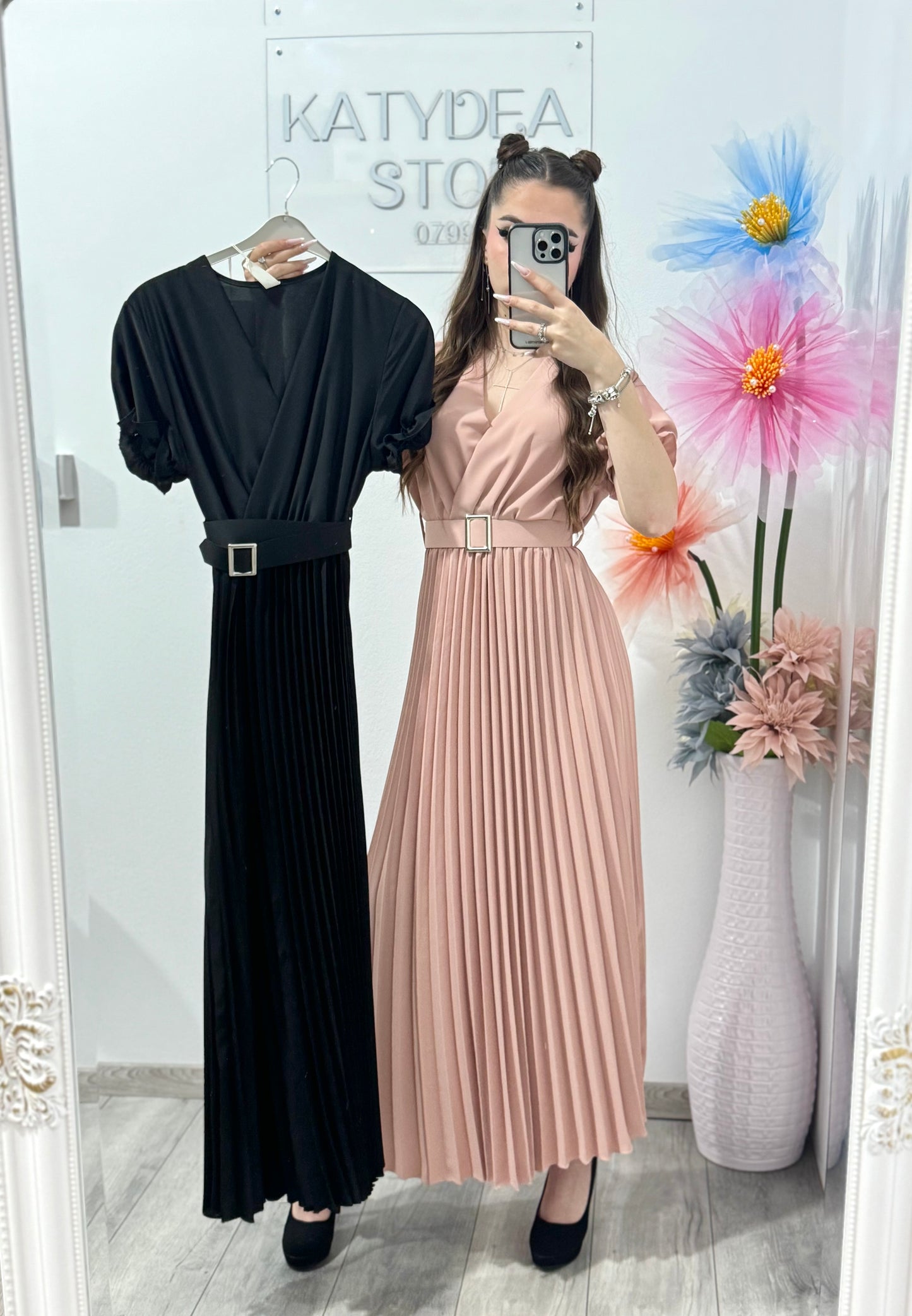 Rochie cu pliseuri midi Grațiela