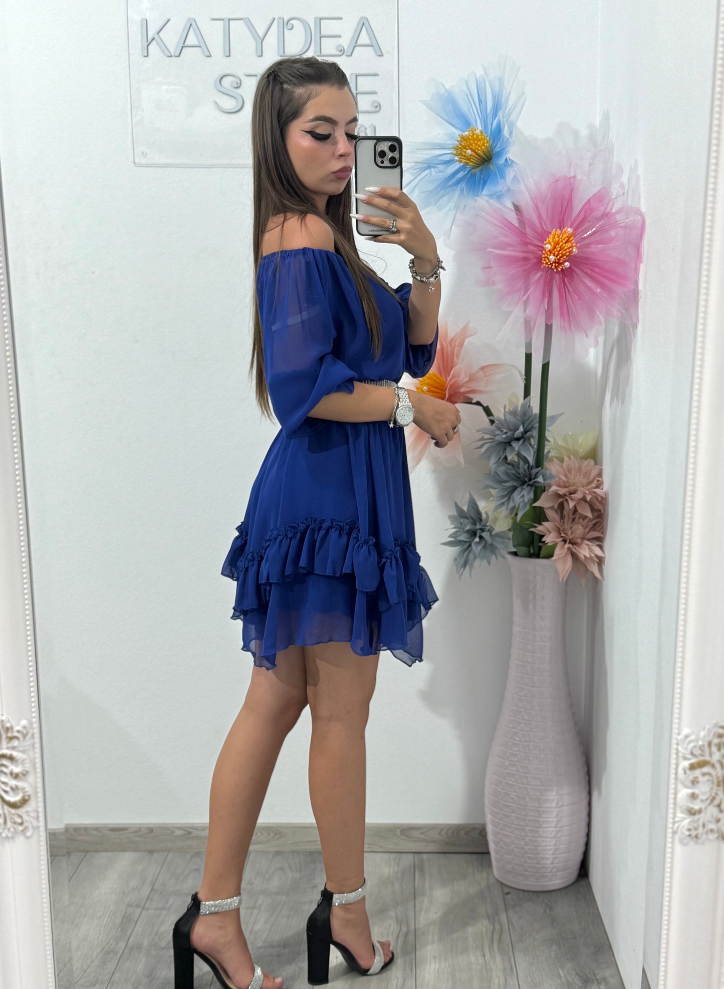 Rochie din voal albastră Carla