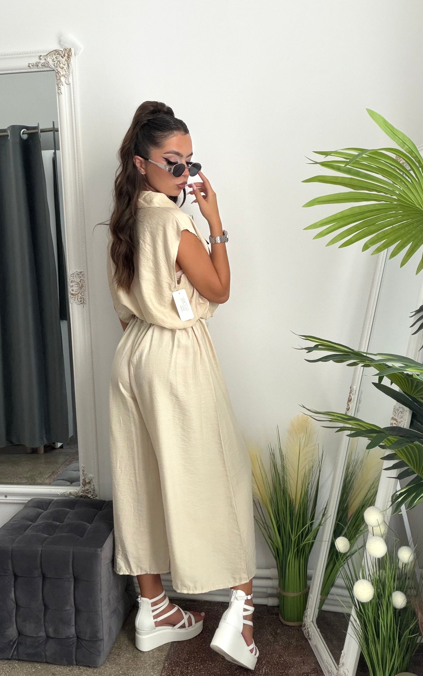 Pantaloni de vară 3/4 bej JULIA
