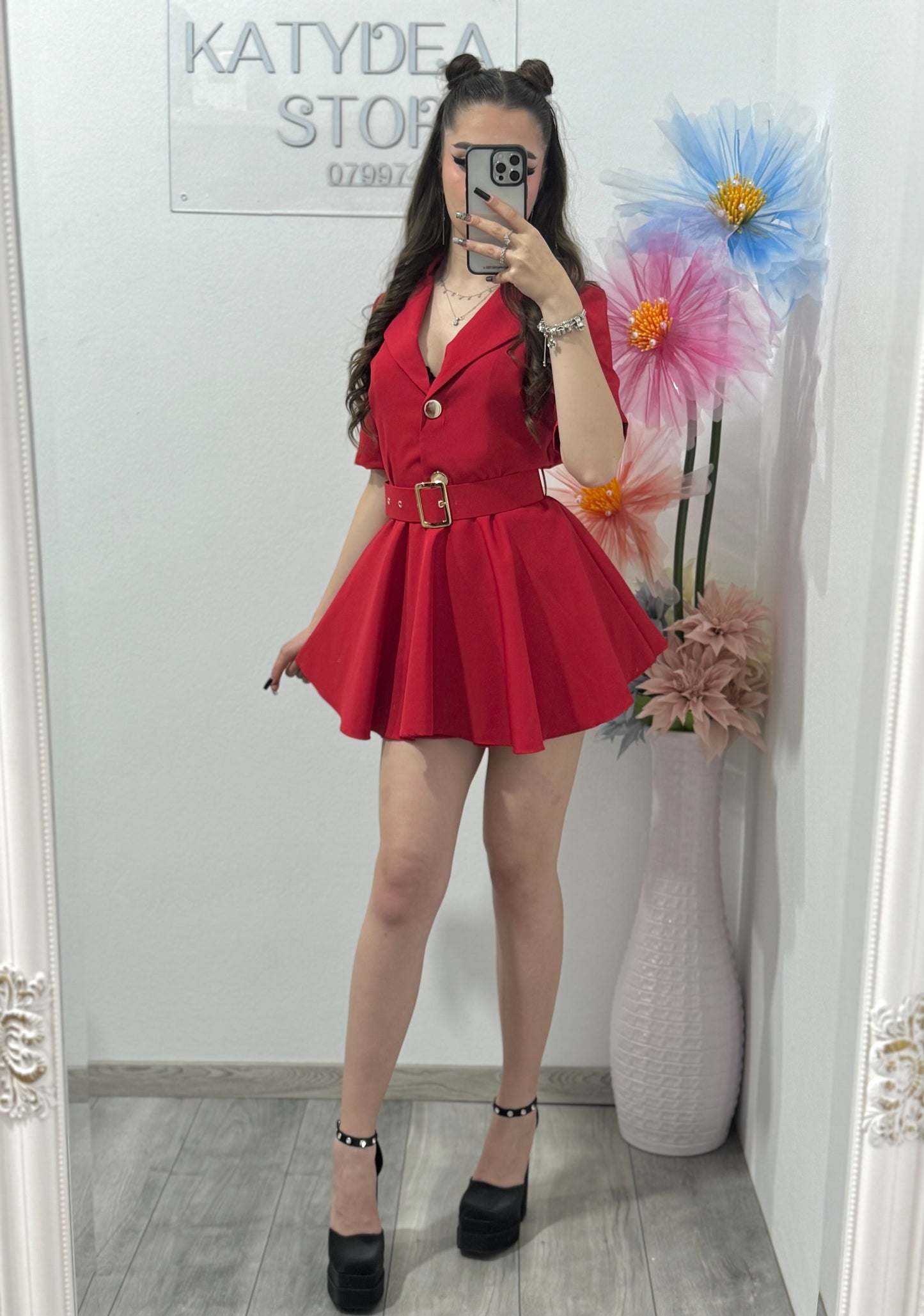 Salopetă elegantă roșie Francesca