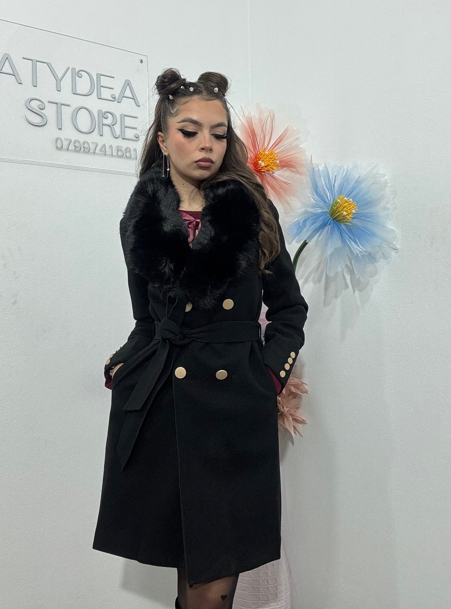 Palton damă negru Helen